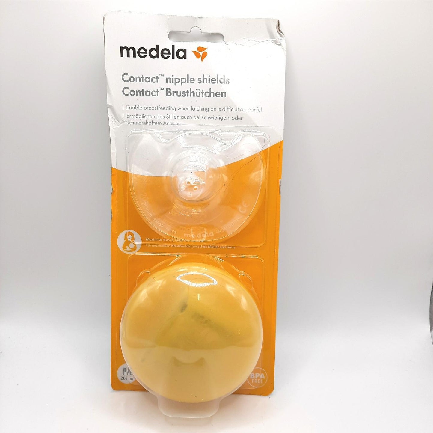 Medela Contact Brusthütchen aus Silikon – Weiches, ultradünnes Design – BPA-frei – 1 Packung mit 2 Hütchen (20 mm) und Aufbewahrungsbox