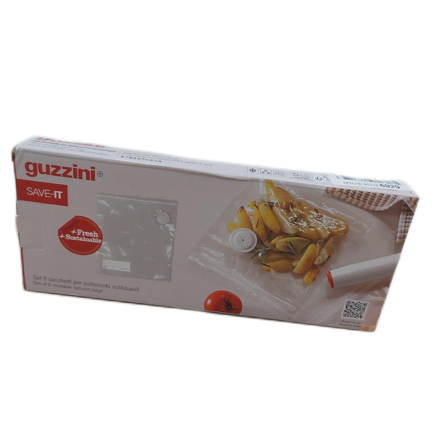 Guzzini - Kitchen Active Design, SAVE IT Set 10 Mehrweg-Vakuumbeutel groß (30x34cm) - Multicolor, 30 x 34 cm - 11850852