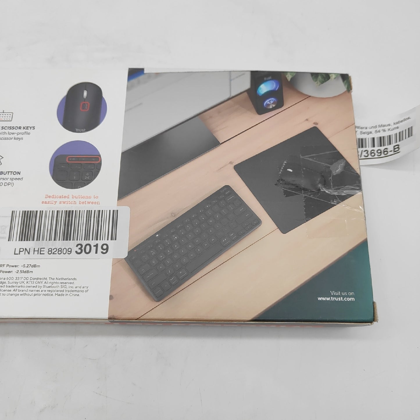 Trust Tastatur und Maus Set Computerzubehör Lyra Pack kabellos Bluetooth ergonomisch komfortabel Bel