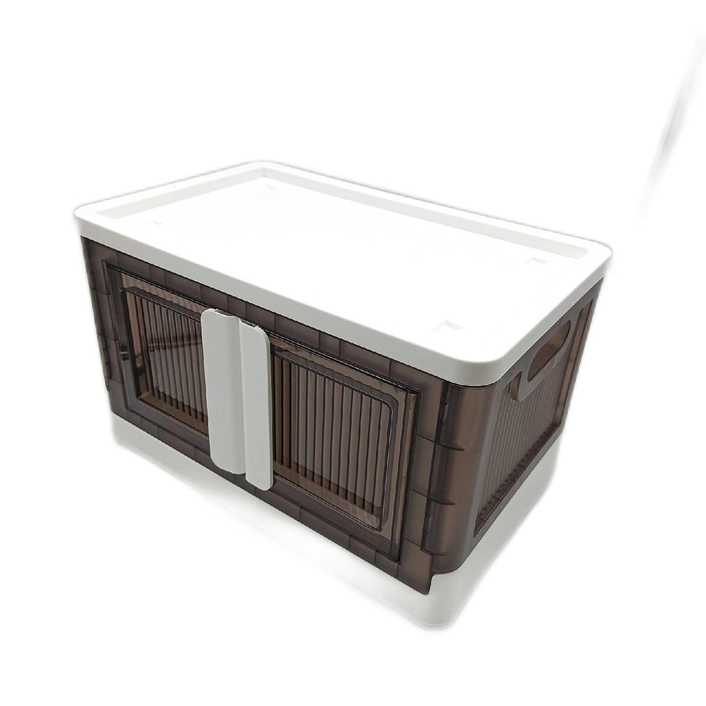 BAKAJI Aufbewahrungsbox aus Kunststoff, mit doppeltem Öffnungssystem, zusammenklappbar, platzsparend mit Rollen, stapelbar, für Kleidung, Spielzeug, Bücher, DVD, Fassungsvermögen 45 Liter (Set 4)