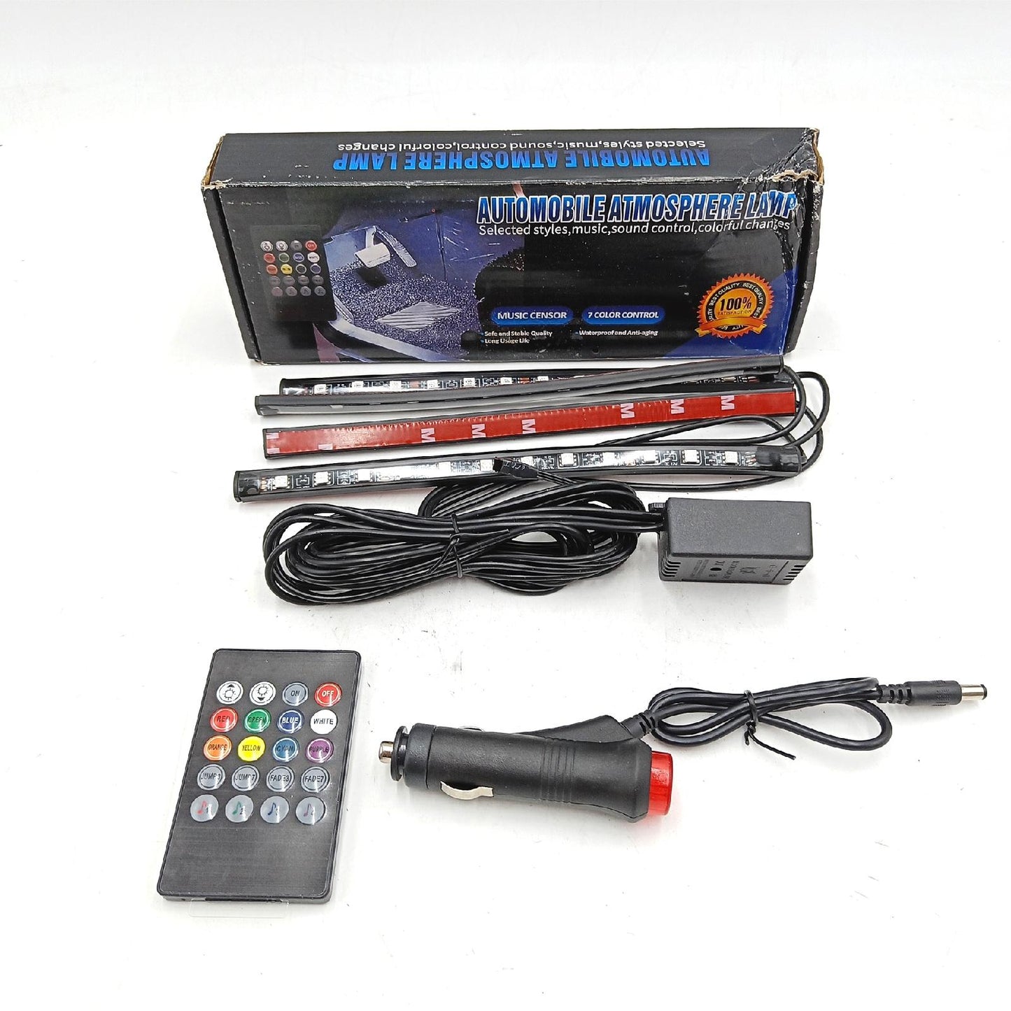 Retoo 12V LED Auto Innenbeleuchtung mit 4 Stück 48 RGB, 3 m mehrfarbig Auto LED Streifen, steuerbare Lichtleiste mit Fernbedienung, Wasserdicht Beleuchtung für Zigarettenanzünder,Innenraumbeleuchtung