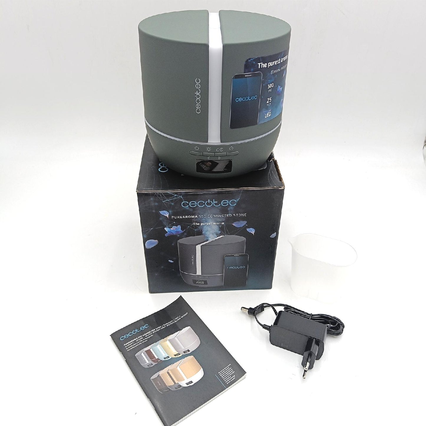 Cecotec Duftdiffusor PureAroma 550 Connected Stone. Kapazität 500ml, LED-Display, Lautsprecher, Bluetooth-Steuerung, App, 12-Stunden-Timer, 3 Betriebsmodi, 30m2 Abdeckung