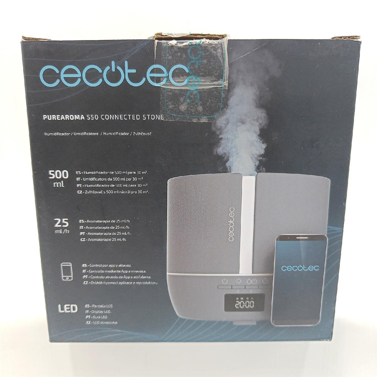 Cecotec Duftdiffusor PureAroma 550 Connected Stone. Kapazität 500ml, LED-Display, Lautsprecher, Bluetooth-Steuerung, App, 12-Stunden-Timer, 3 Betriebsmodi, 30m2 Abdeckung