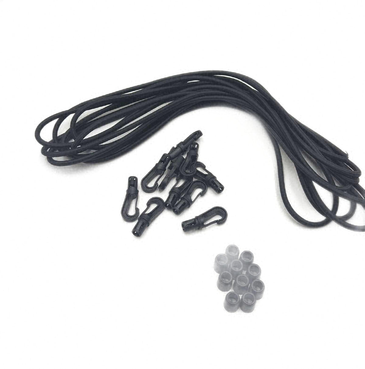 Gummiseil 8mm x 10m mit 10 Kunststoffhaken Schwarz Gummischnur elastisch robust