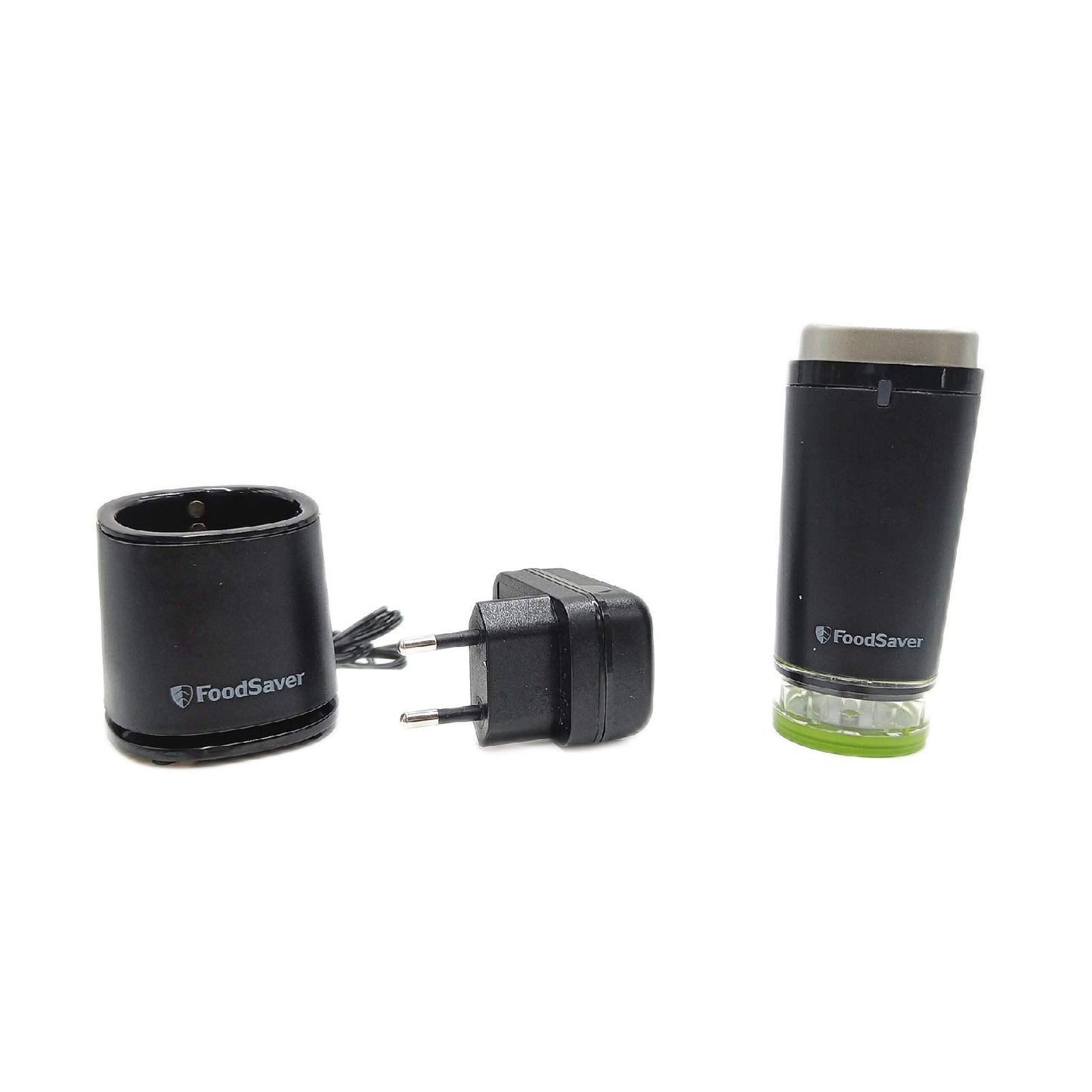 FoodSaver kabelloser Handvakuumierer zum Versiegeln von Lebensmitteln mit Ladestation | Mini Vakuumiergerät mit 1 Behälter zum Einmachen und Marinieren und 5 Frischhalte-Vakuumierbeuteln [VS1199X]