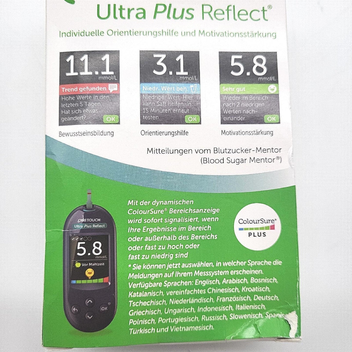 OneTouch Ultra Plus Reflect Blutzucker Messgerät mmoll I Diabetes Testset