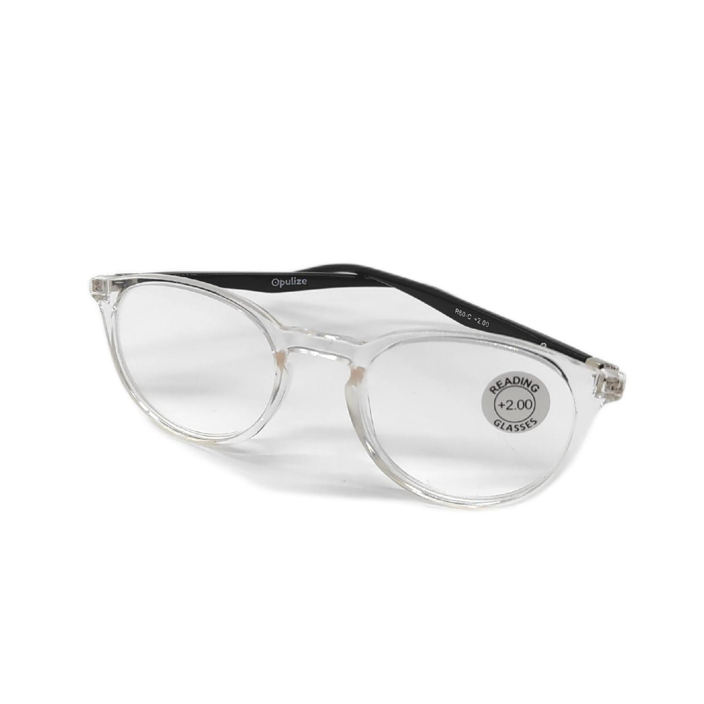 OPULIZE Lesebrille Metall Brillen Runder Rahmen Federscharniere Kratzfest Transparent Unisex Designs