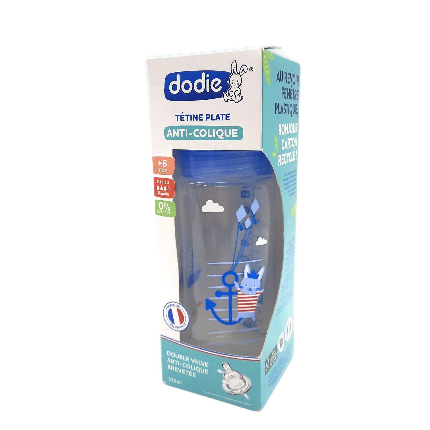 Dodie Babyflasche Babybedarf Antikolik Sensation Plus 330 ml Blau Beruhigend