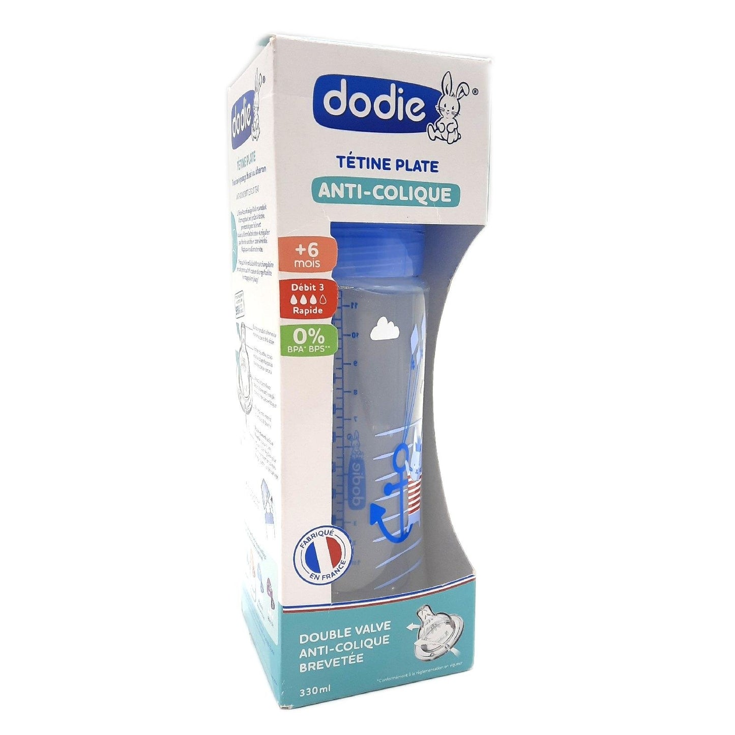 Dodie Babyflasche Babybedarf Antikolik Sensation Plus 330 ml Blau Beruhigend