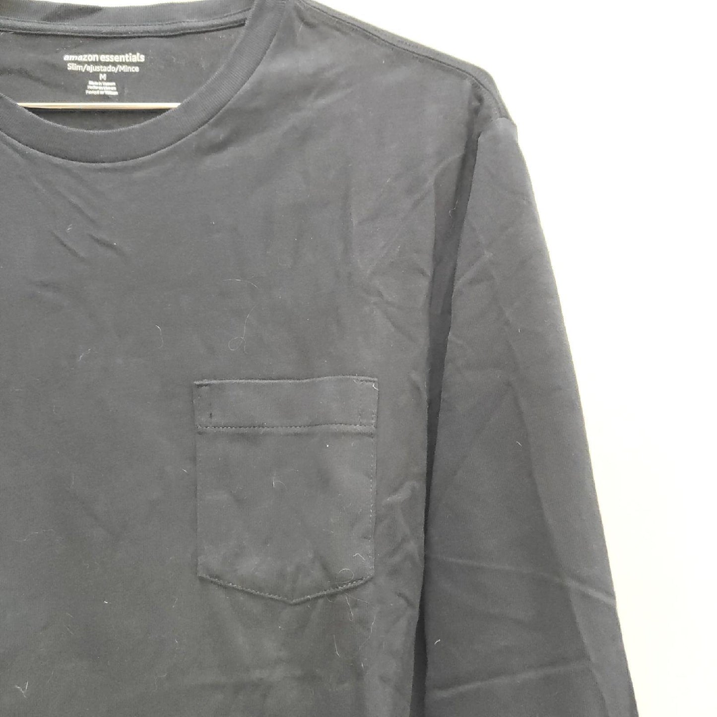 Amazon Essentials Langarmshirt Herrenbekleidung Schwarz Slim Fit Basic Design