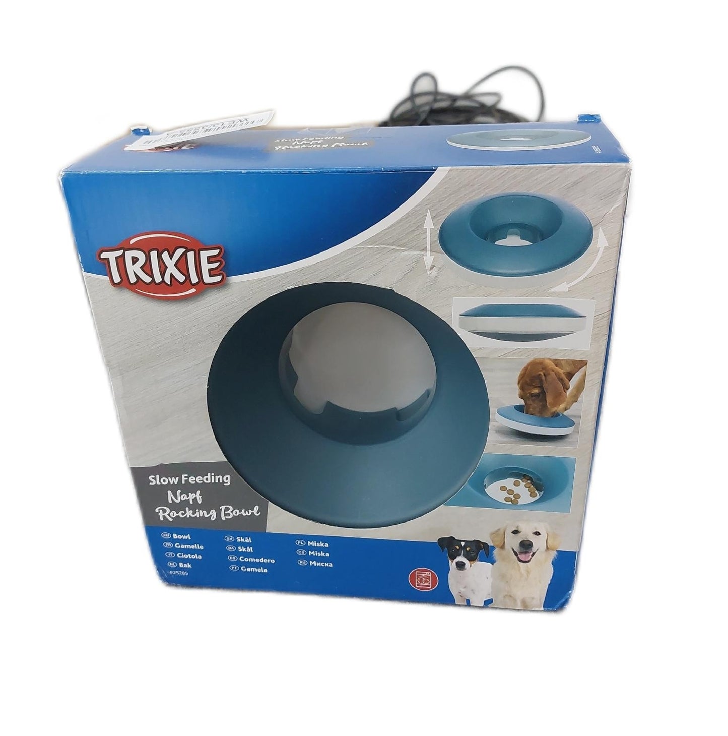 Trixie Futternapf Haustier Zubehör Slow Feeding Schaukelnapf Kunststoff TPR Grau Blau