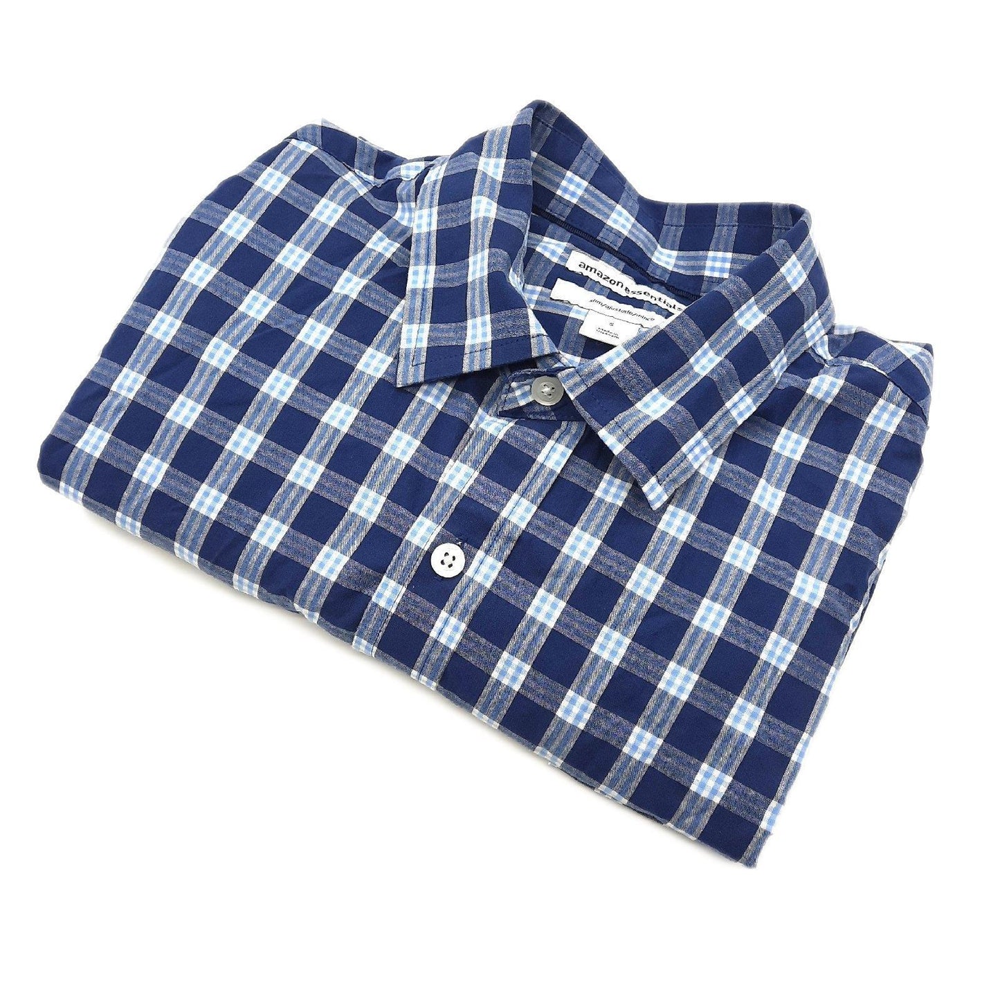Amazon Essentials Langarmhemd Herrenbekleidung Schmale Passform Marineblau Weiß Karomuster Klassisch Modern