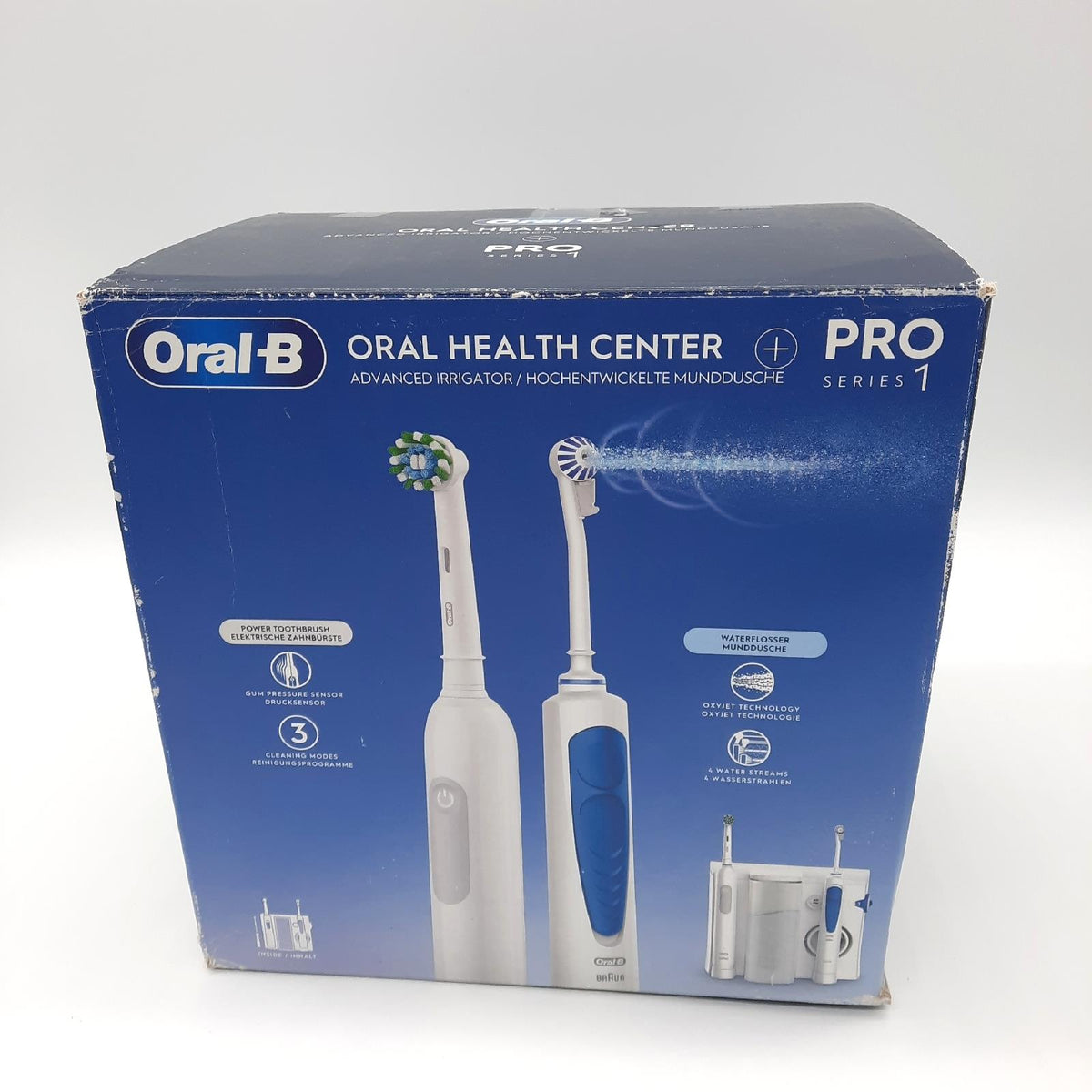 Oral B Oral Health Center Munddusche Weiss Blau ohne Buerstenaufsaetze