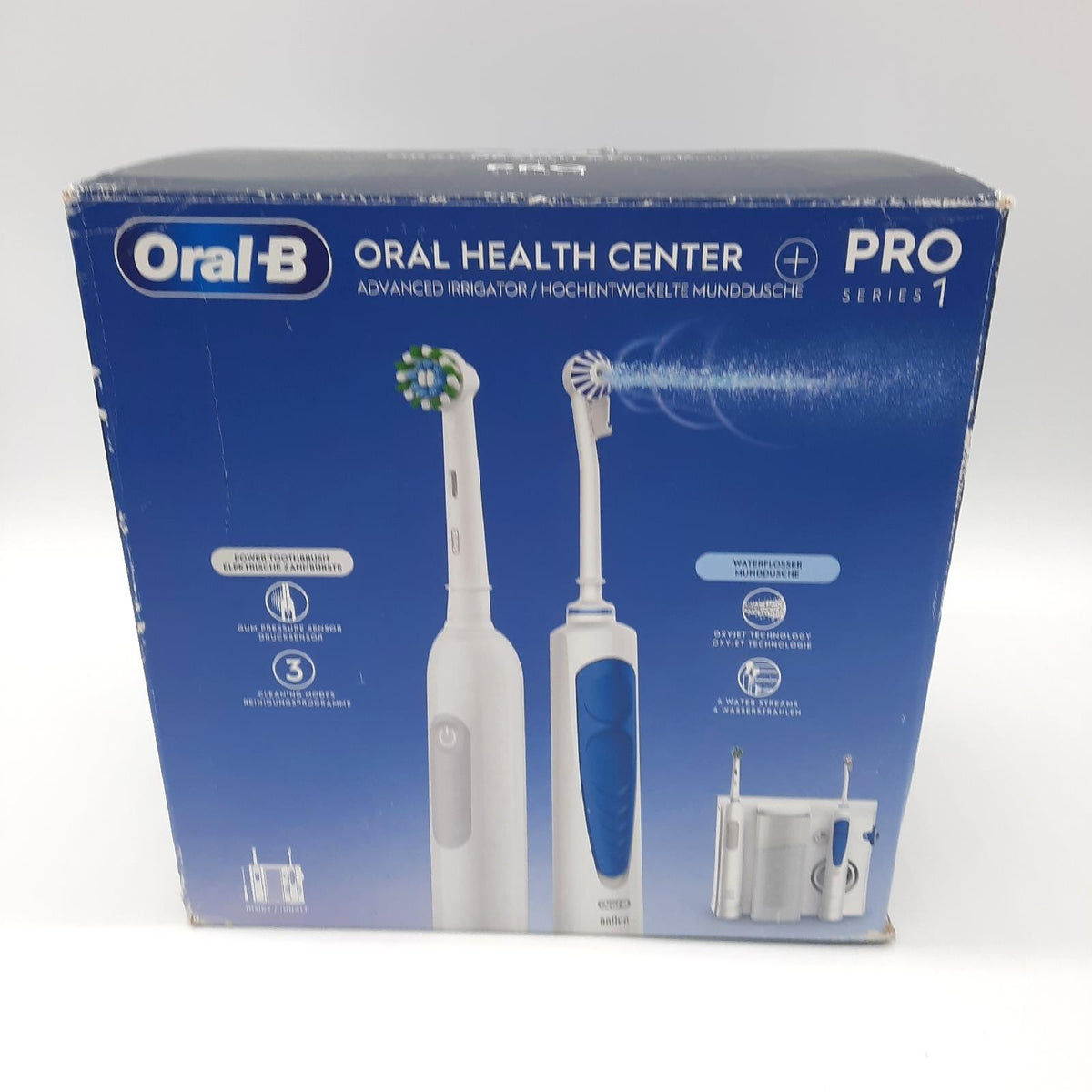 Oral B Oral Health Center Munddusche Weiss Blau ohne Buerstenaufsaetze