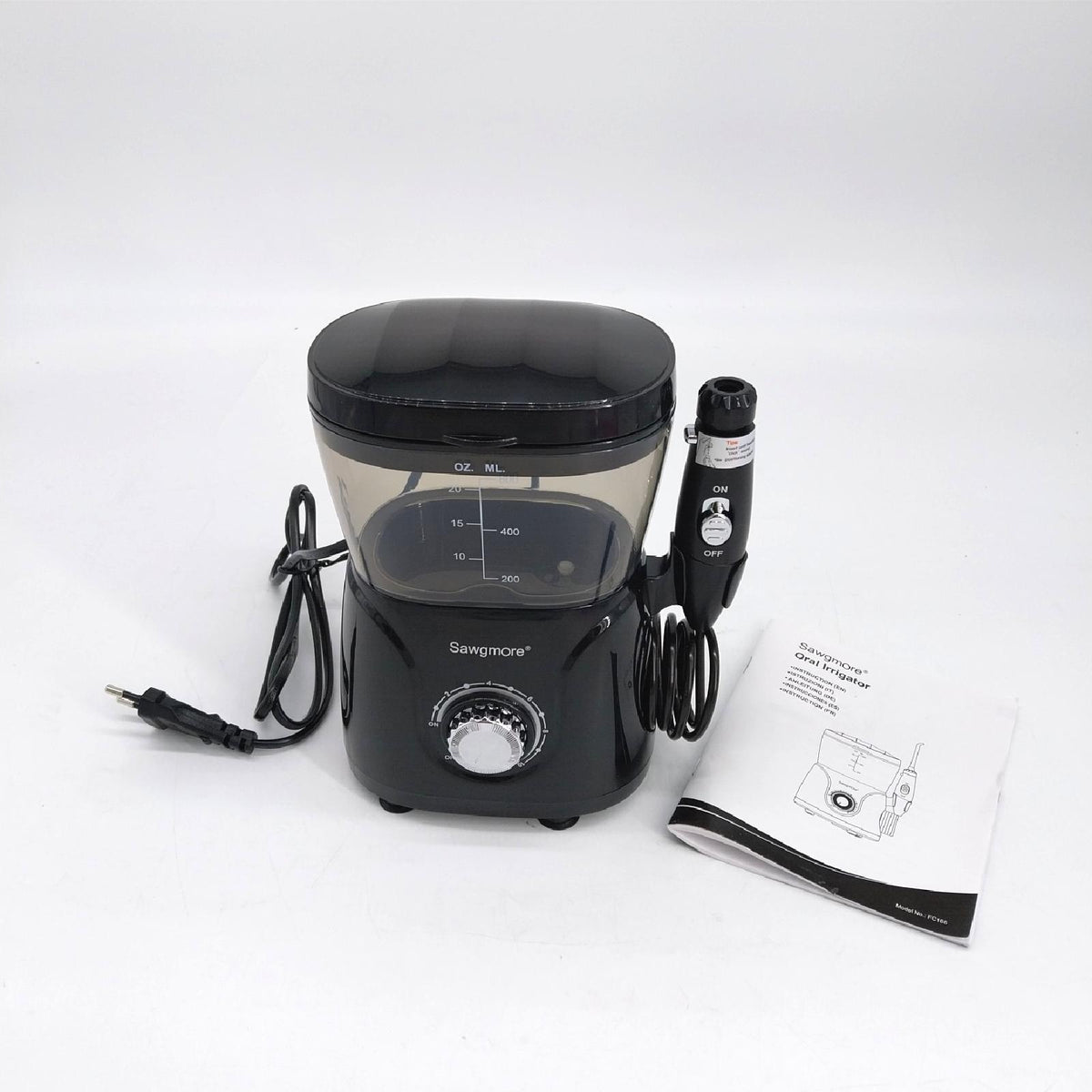Sawgmore Elektrische Munddusche mit 10 Druckstufen 8 Düsen 600ml Wassertank Familienwasserflosser