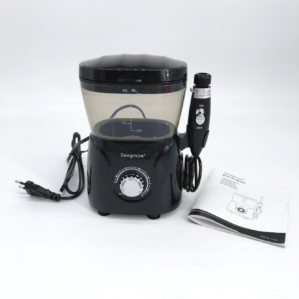 Sawgmore Elektrische Munddusche mit 10 Druckstufen 8 Düsen 600ml Wassertank Familienwasserflosser