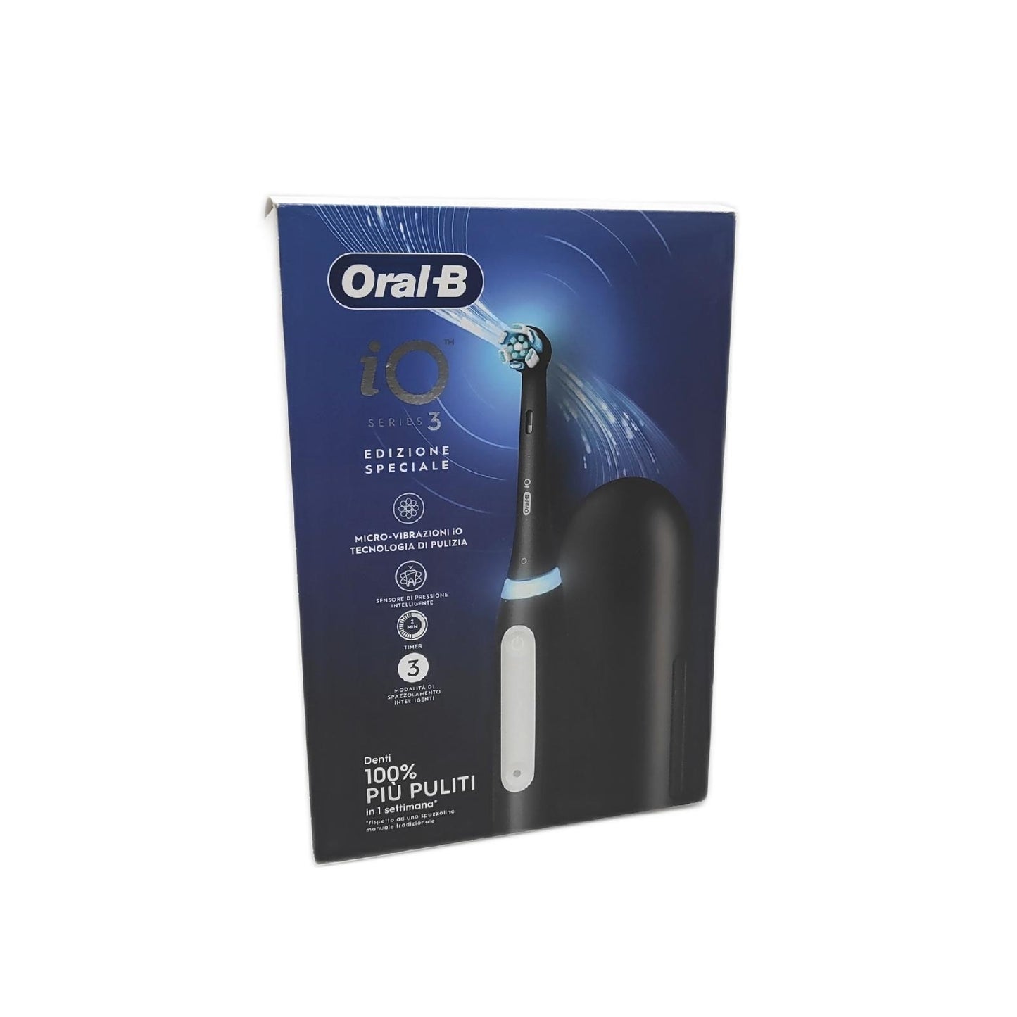 Oral B Wiederaufladbare elektrische Zahnbürste iO 3 Schwarz 1 Ersatzkopf 1 Oral