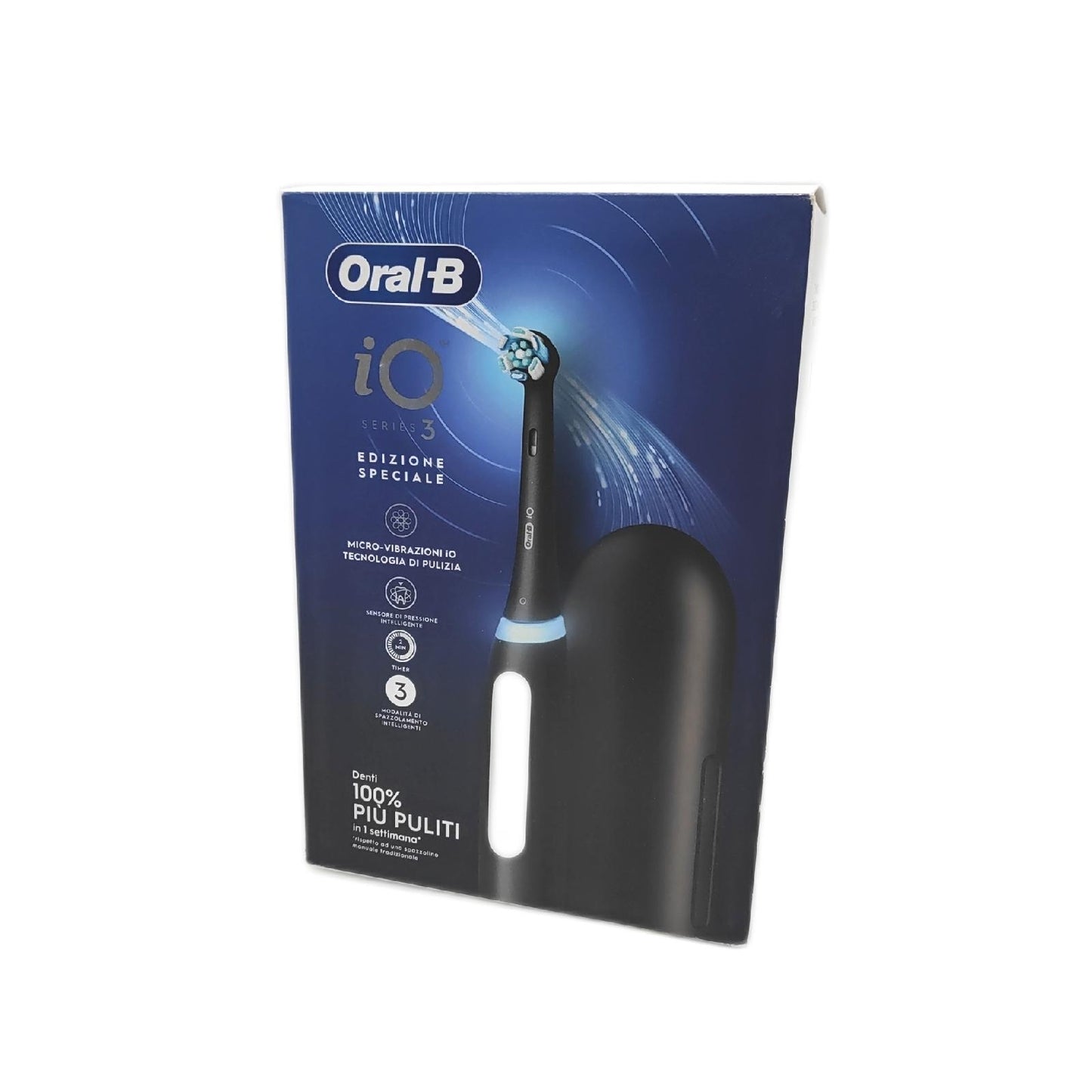 Oral B Wiederaufladbare elektrische Zahnbürste iO 3 Schwarz 1 Ersatzkopf 1 Oral