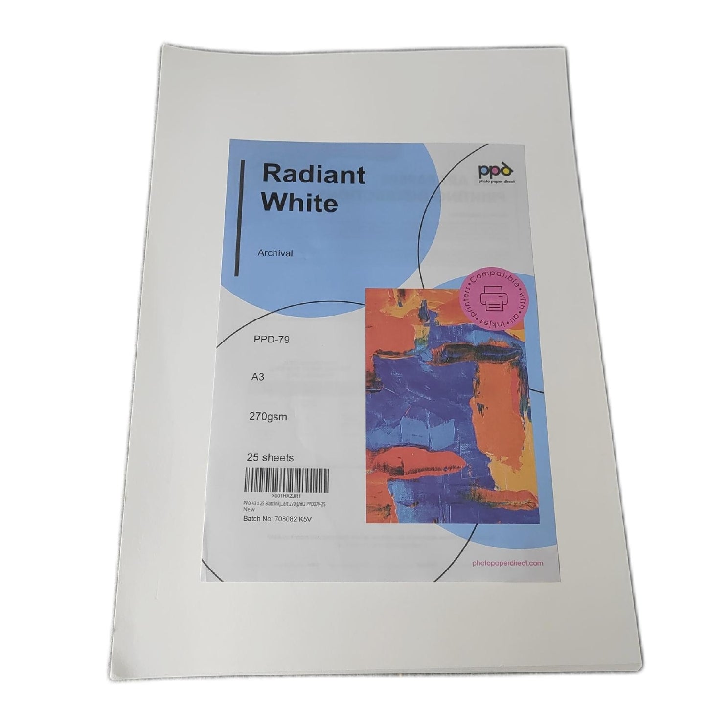 PPD Foto Druck Papier FineArt Rag 270g matt leicht strukturiert 25xA3 für Tintenstrahl