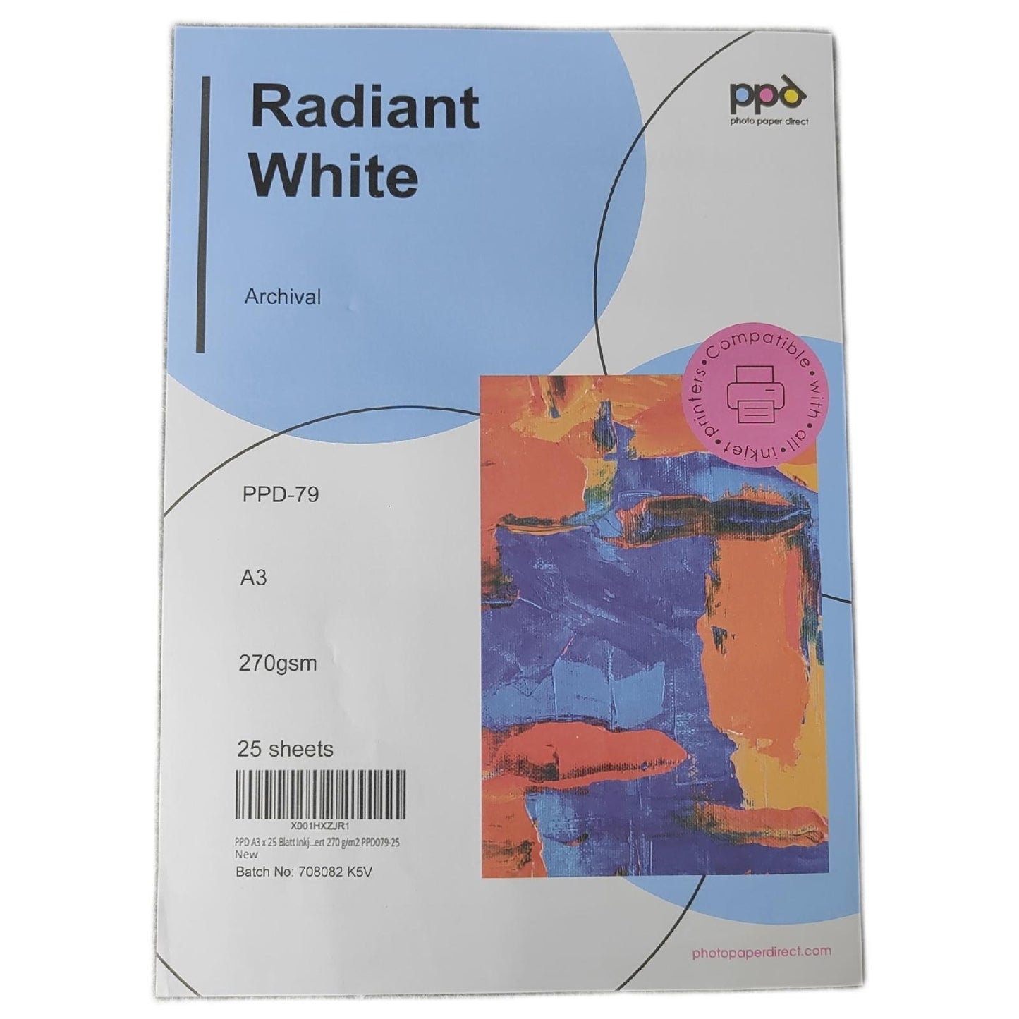 PPD Foto Druck Papier FineArt Rag 270g matt leicht strukturiert 25xA3 für Tintenstrahl