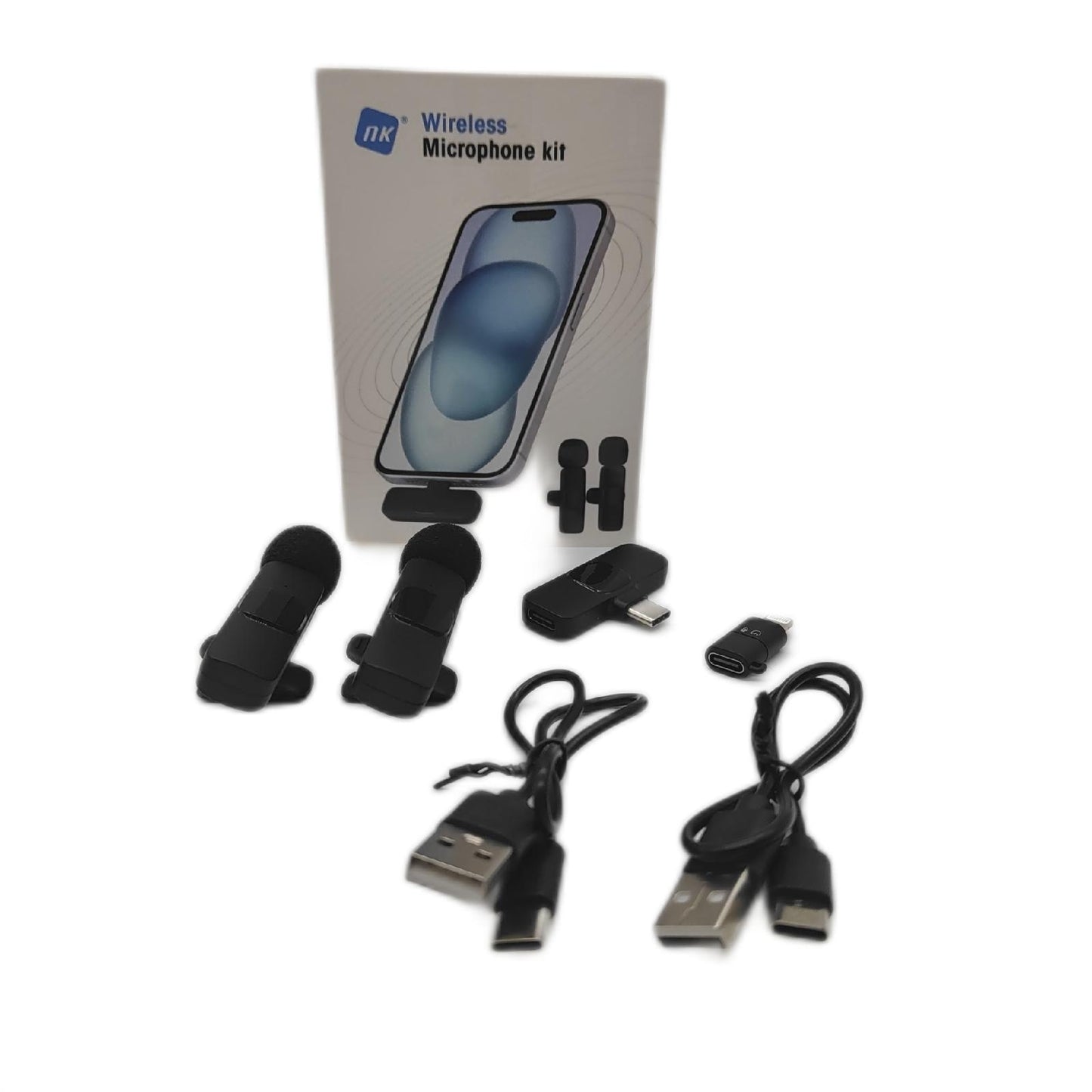 NK Lavalier Mikrofon Set Audio Zubehör Kabelloses Mikrofon iPhone Android PC Laptop Plug Play
