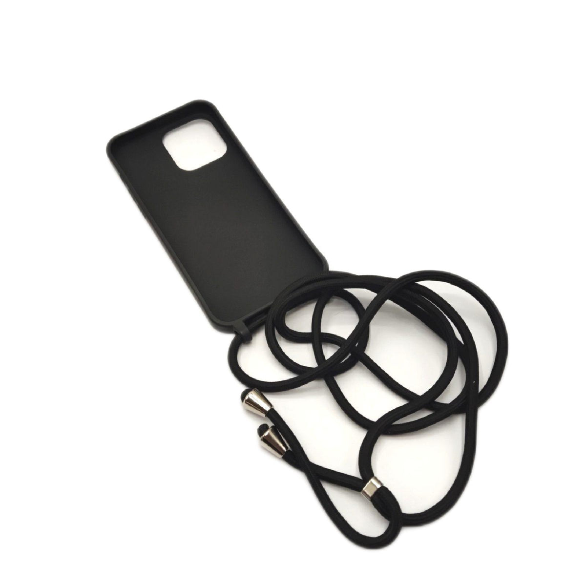 HFYiup Mevis Liquid Silikon Handykette Hülle für iPhone 14 Pro Max Verstellbarer Halskette Silikon Handyhülle-schwarz
