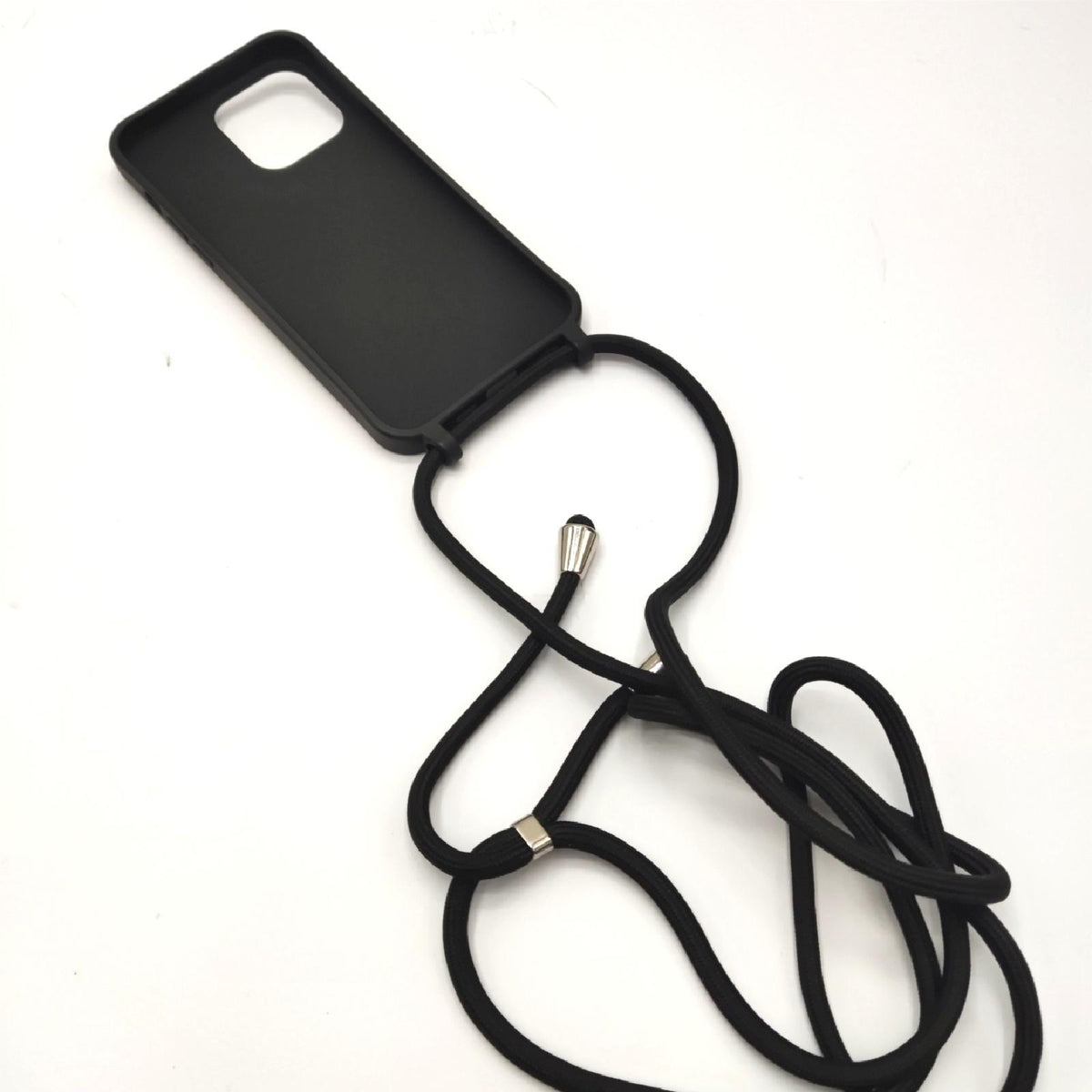 HFYiup Mevis Liquid Silikon Handykette Hülle für iPhone 14 Pro Max Verstellbarer Halskette Silikon Handyhülle-schwarz