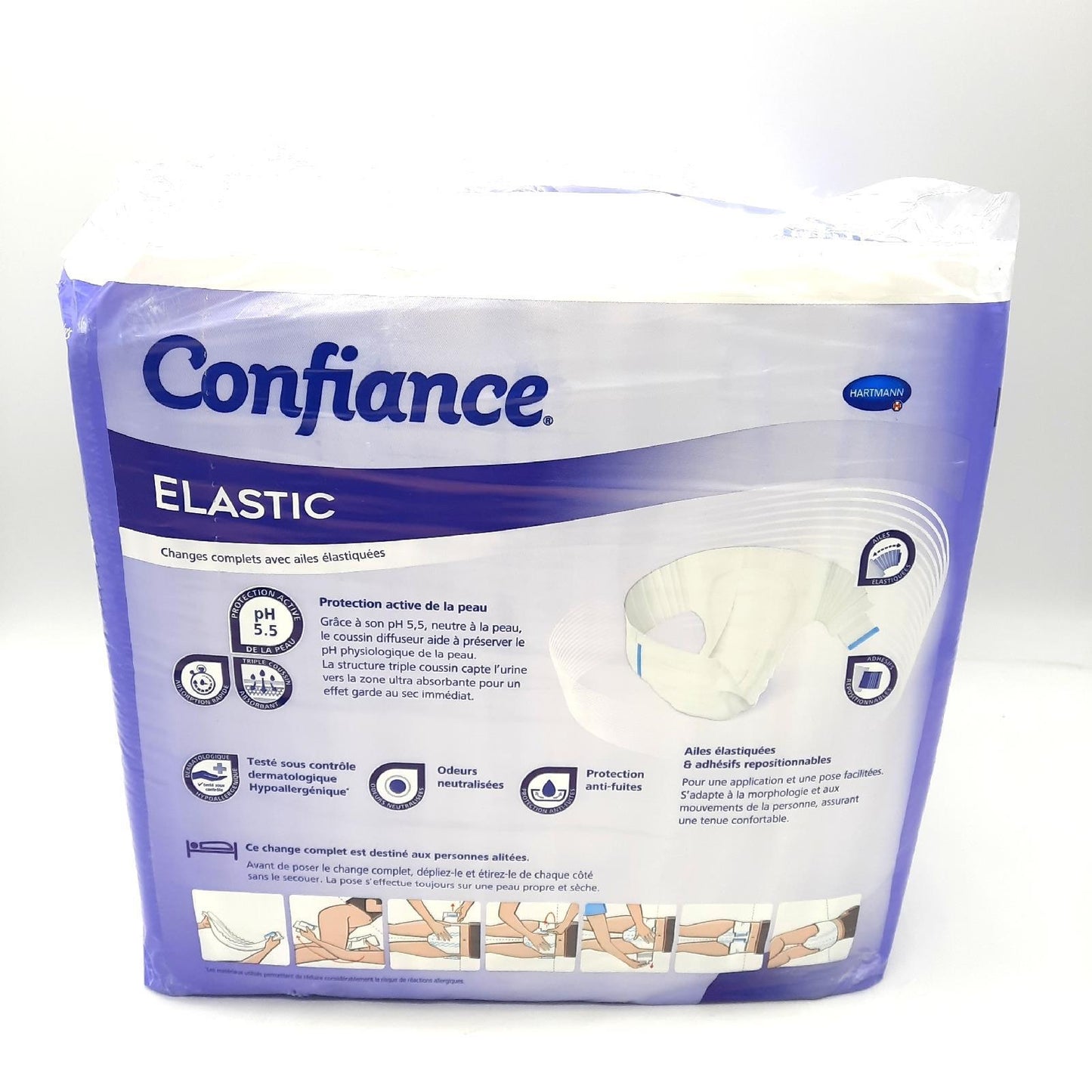 Confiance Elastic Komplettschuhe Männer Frauen Absorptionsstufe 9 Tropfen pH-hautneutral weiches Material Größe XL 14 Einheiten Essentielle