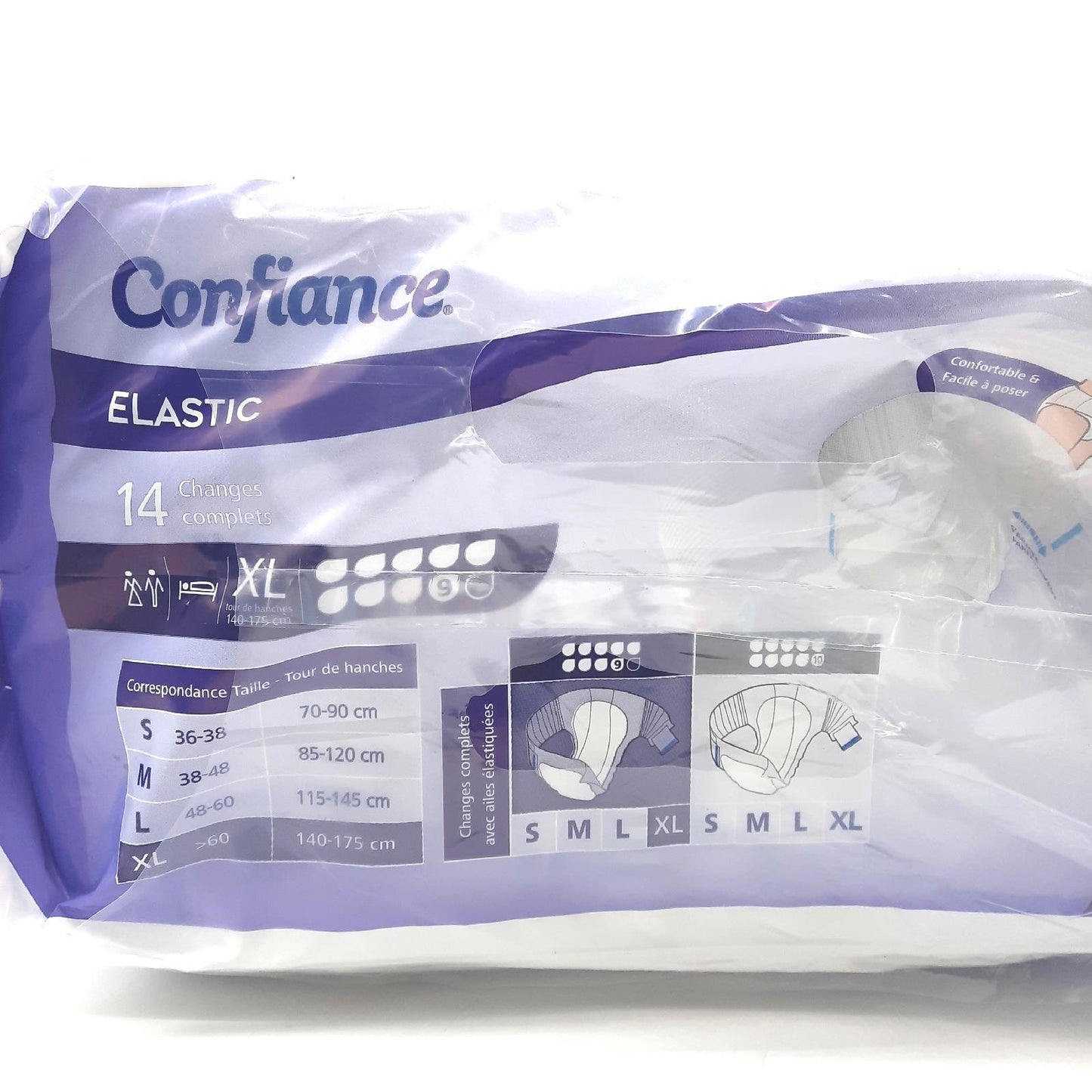 Confiance Elastic Komplettschuhe Männer Frauen Absorptionsstufe 9 Tropfen pH-hautneutral weiches Material Größe XL 14 Einheiten Essentielle