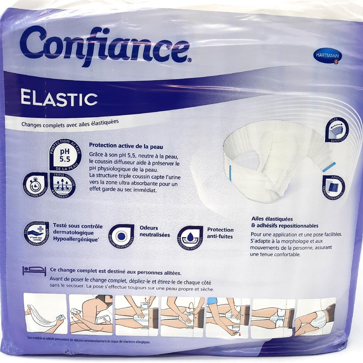 Confiance Elastic Komplettschuhe Männer Frauen Absorptionsstufe 9 Tropfen pH-hautneutral weiches Material Größe XL 14 Einheiten Essentielle