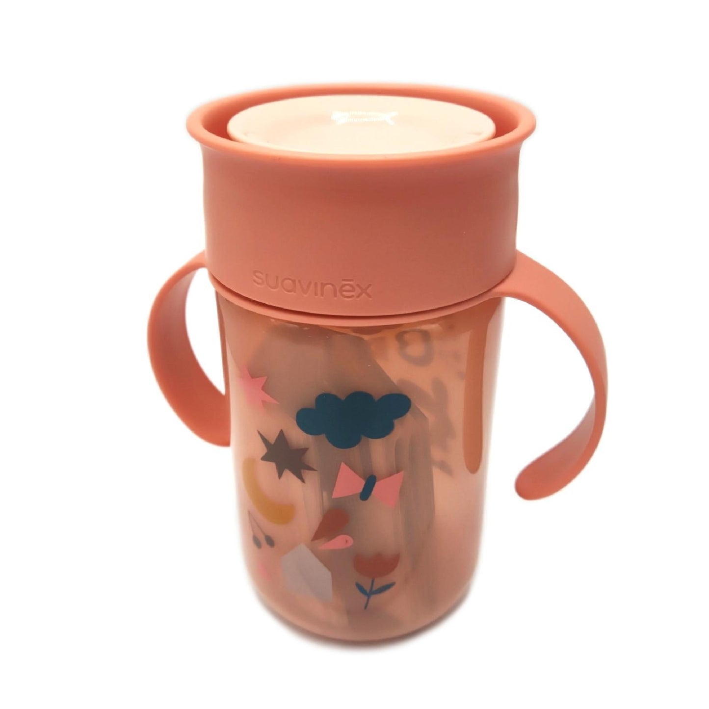 Suavinex 401196 Baby Training Cup mit Griffen und Anti-Tropf-System, 12 Monate, Forest Farbe Rosa - 340 ml - 121 g