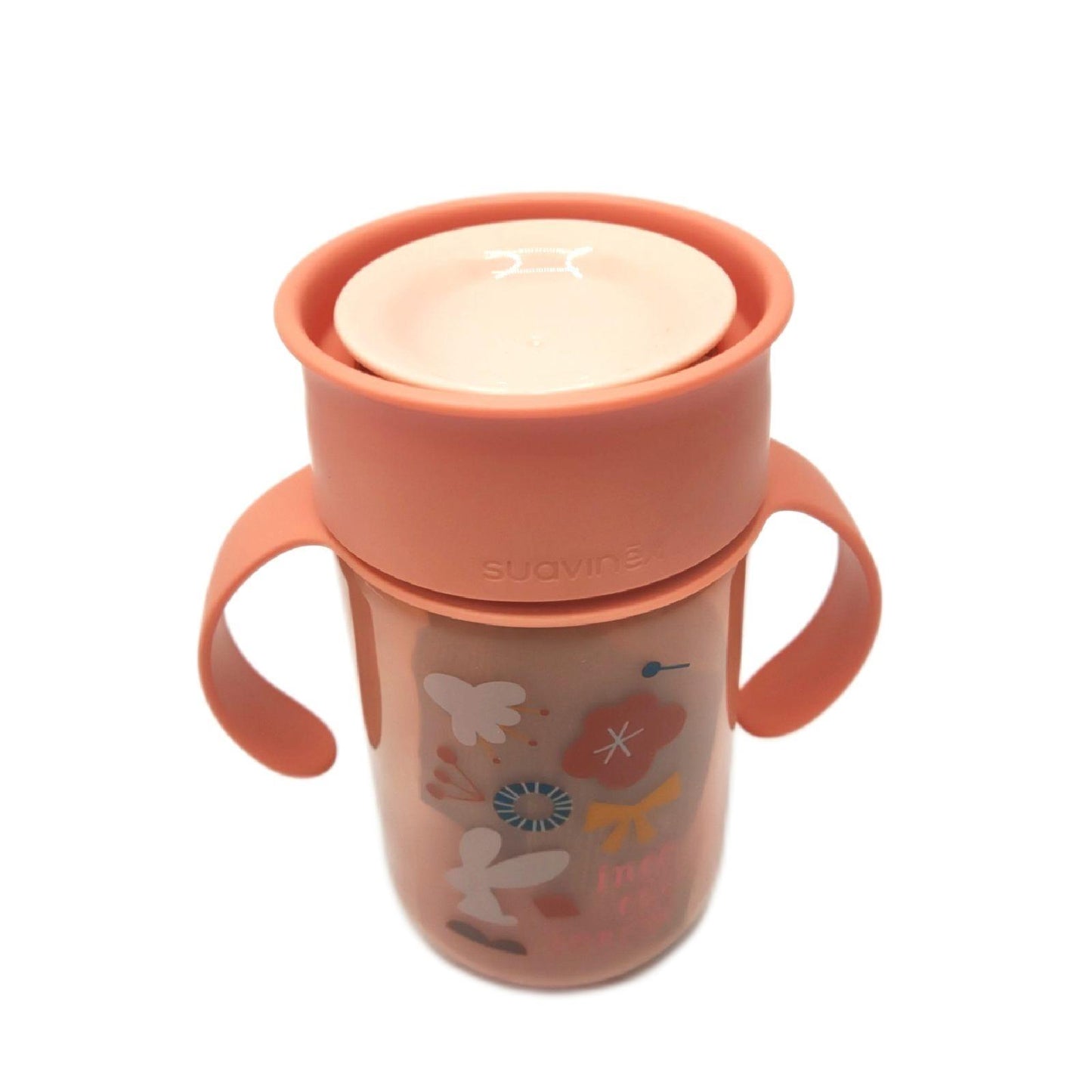 Suavinex 401196 Baby Training Cup mit Griffen und Anti-Tropf-System, 12 Monate, Forest Farbe Rosa - 340 ml - 121 g