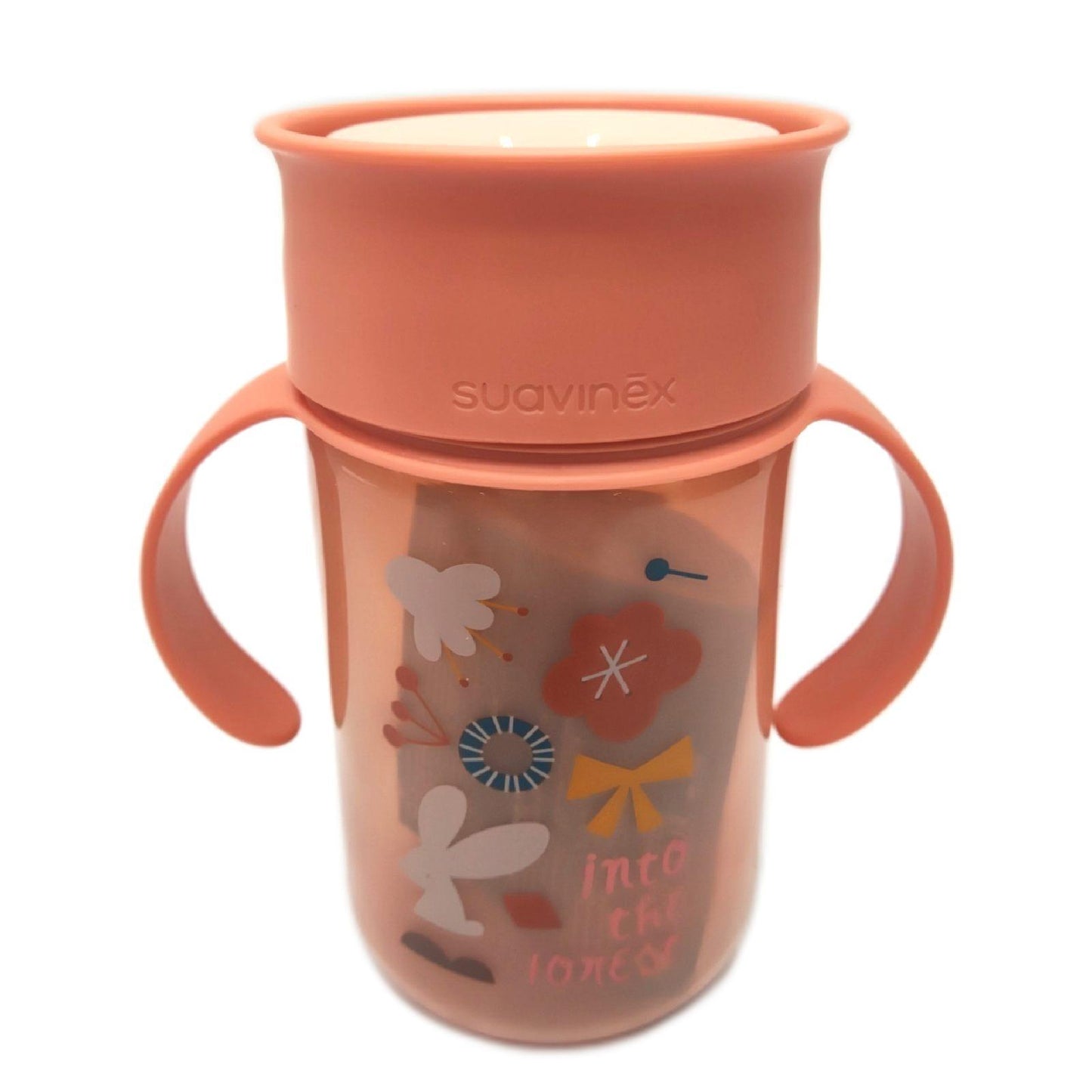 Suavinex 401196 Baby Training Cup mit Griffen und Anti-Tropf-System, 12 Monate, Forest Farbe Rosa - 340 ml - 121 g