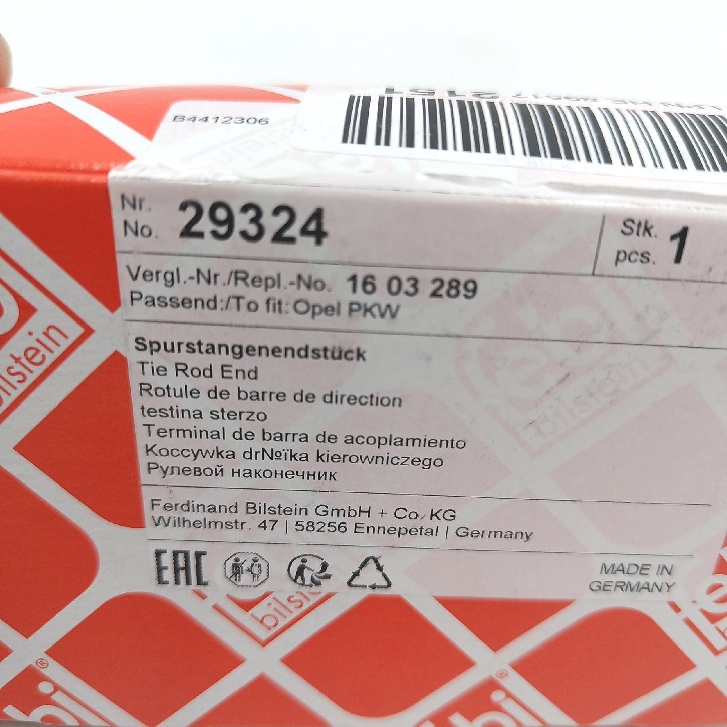febi bilstein 29324 Spurstangenendstück mit Sicherungsmutter und Kontermutter, 1 Stück