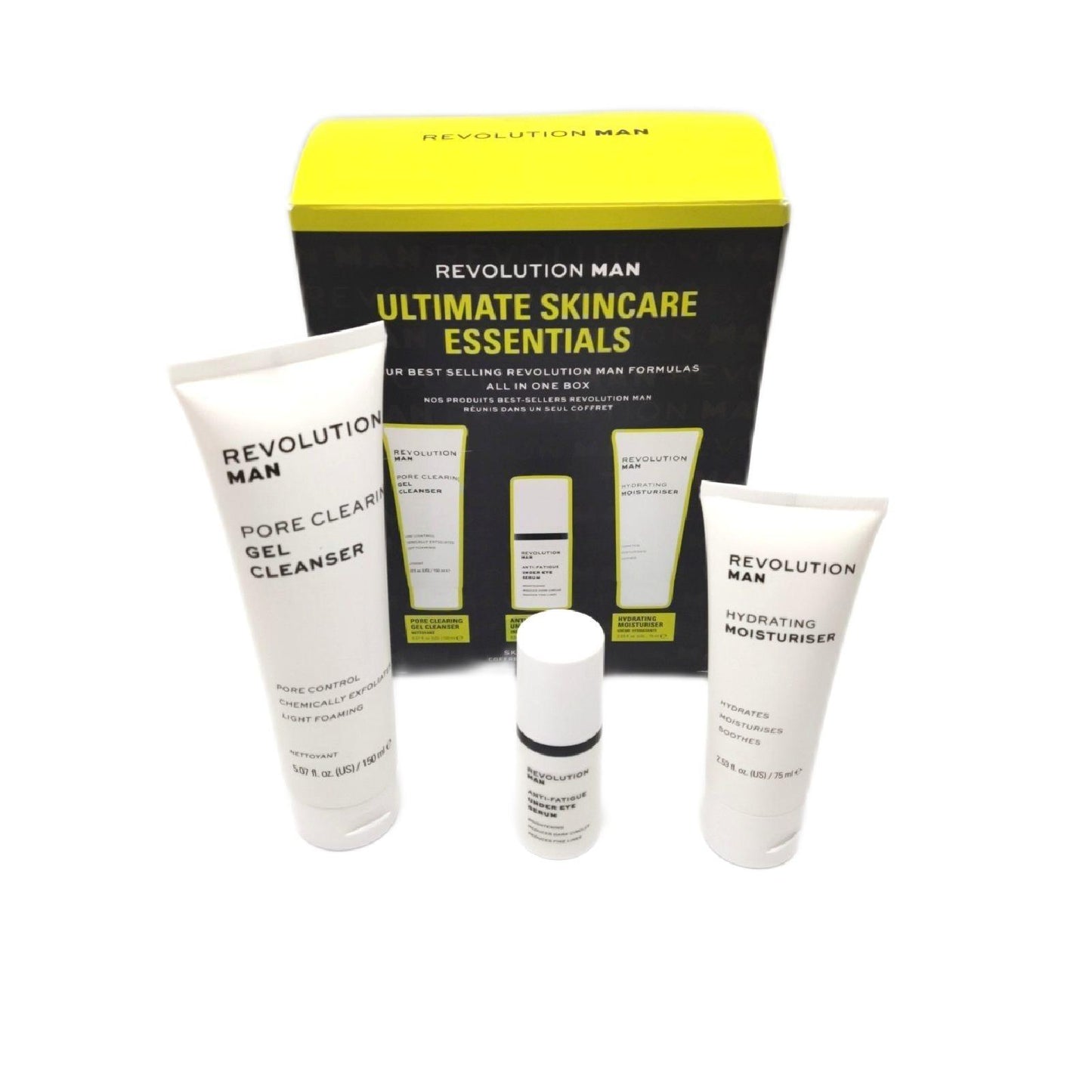 Revolution Man, ultimatives Hautpflege Essentials Geschenkset für Männer, inklusive Gesichtsreiniger, Feuchtigkeitscreme und Augenserum