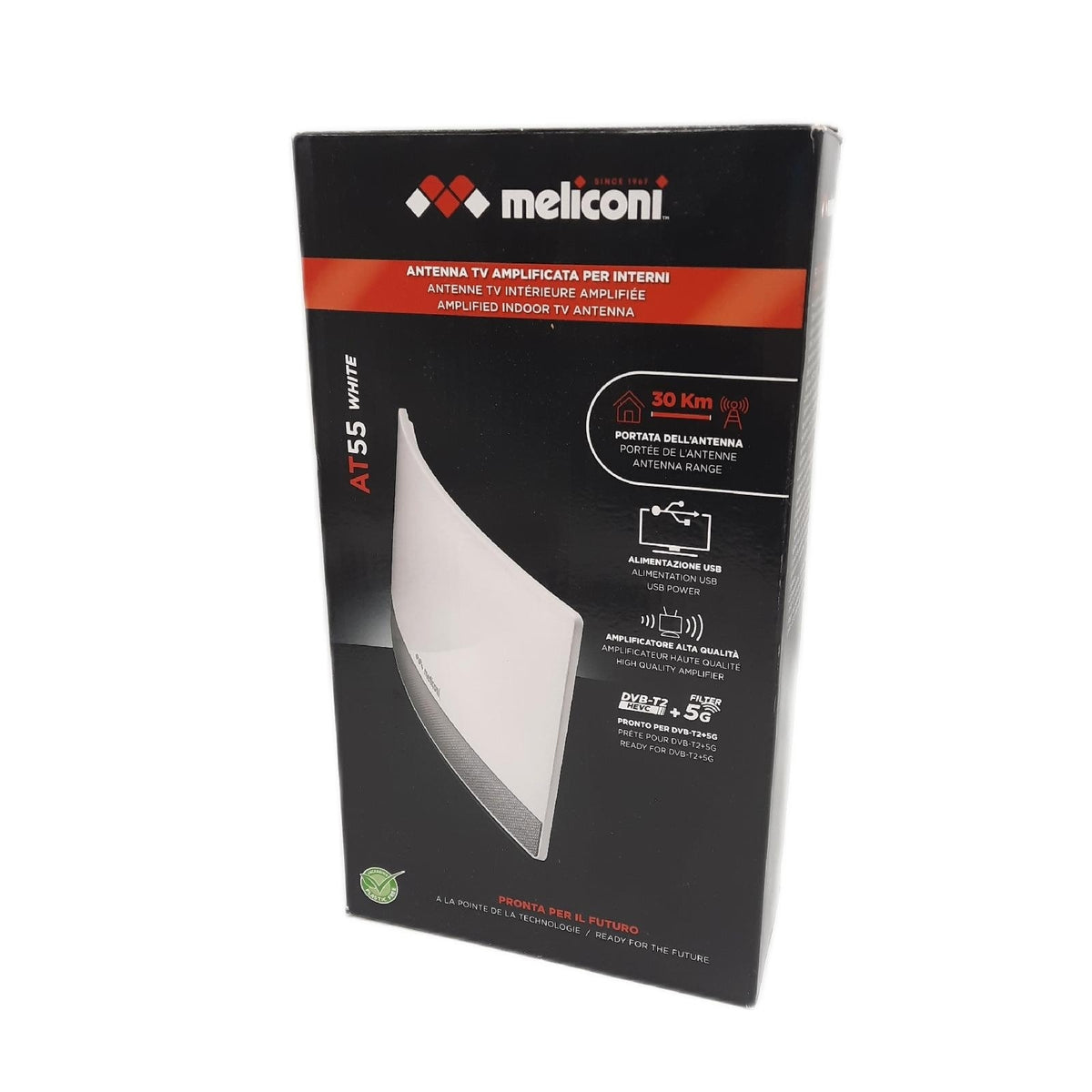 Meliconi AT55 R1 USB  Verstärkte Zimmerantenne für TV  DVB-T2 HEVC