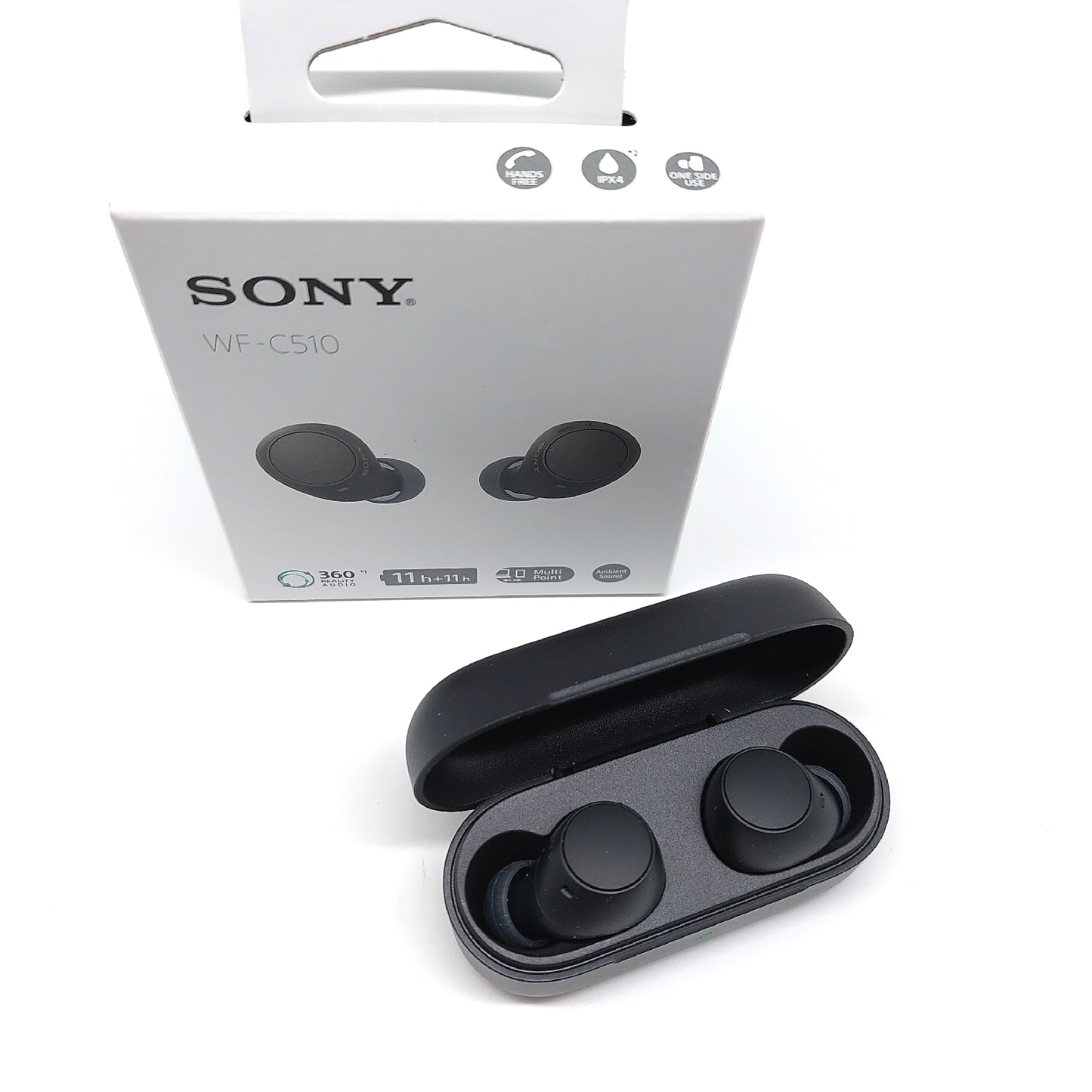 Sony In Ear Bluetooth Ohrhörer Kabellose Kopfhörer WF C510 Schwarz 22 Stunden Akku IPX4 Wasserfest Multipoint Mikrofon