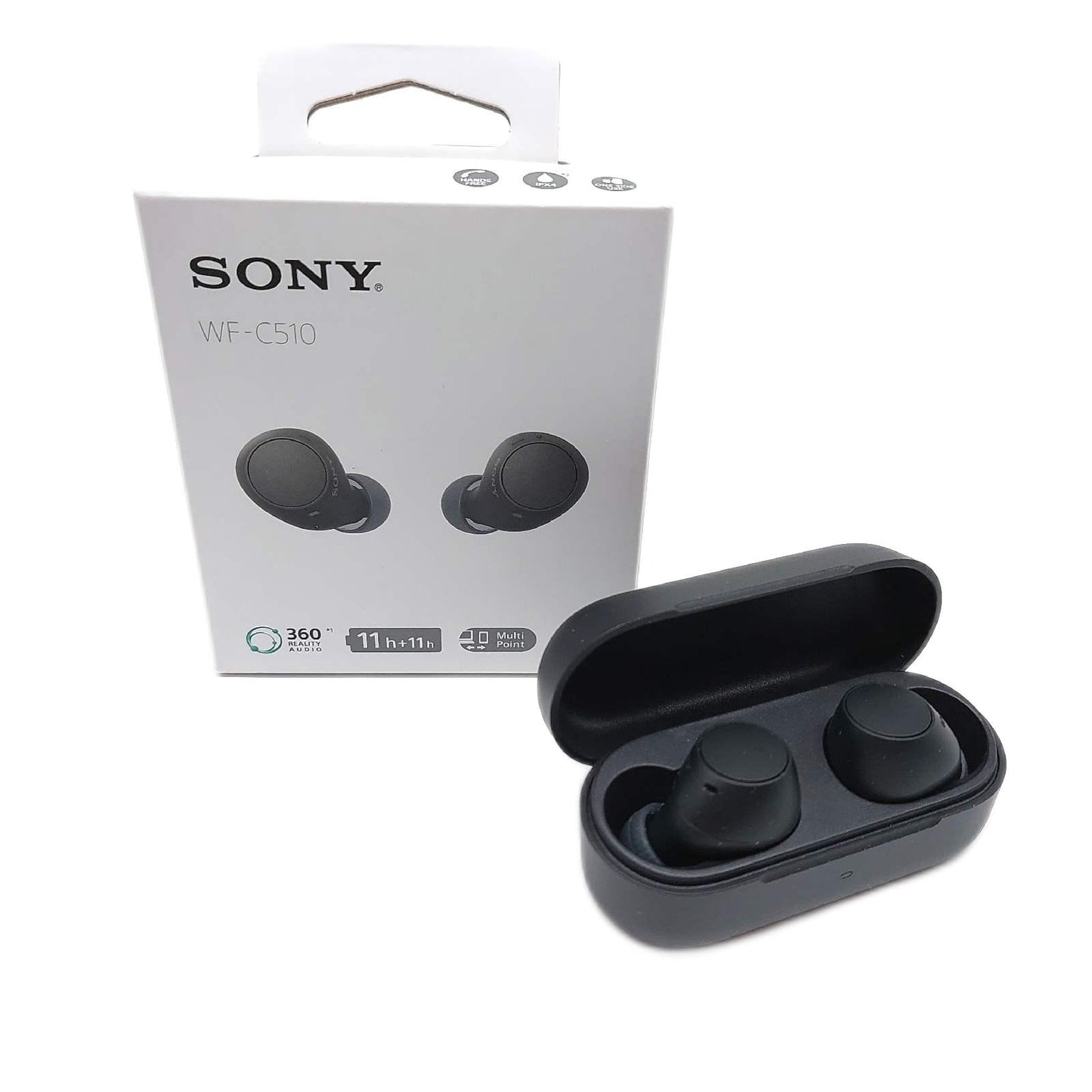 Sony In Ear Bluetooth Ohrhörer Kabellose Kopfhörer WF C510 Schwarz 22 Stunden Akku IPX4 Wasserfest Multipoint Mikrofon