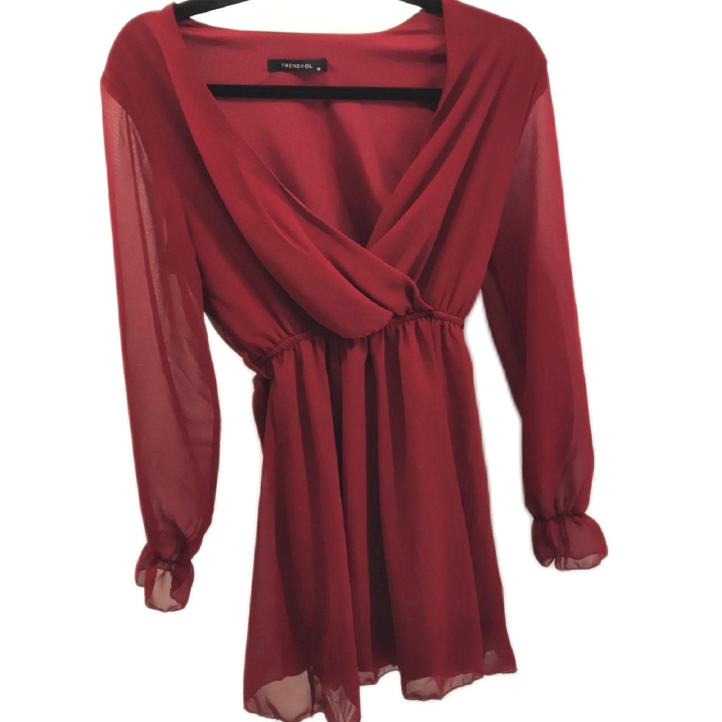 TRENDYOL Damen Midi Ruffle Hem Fitted Dress, Bordeaux, 38 EU