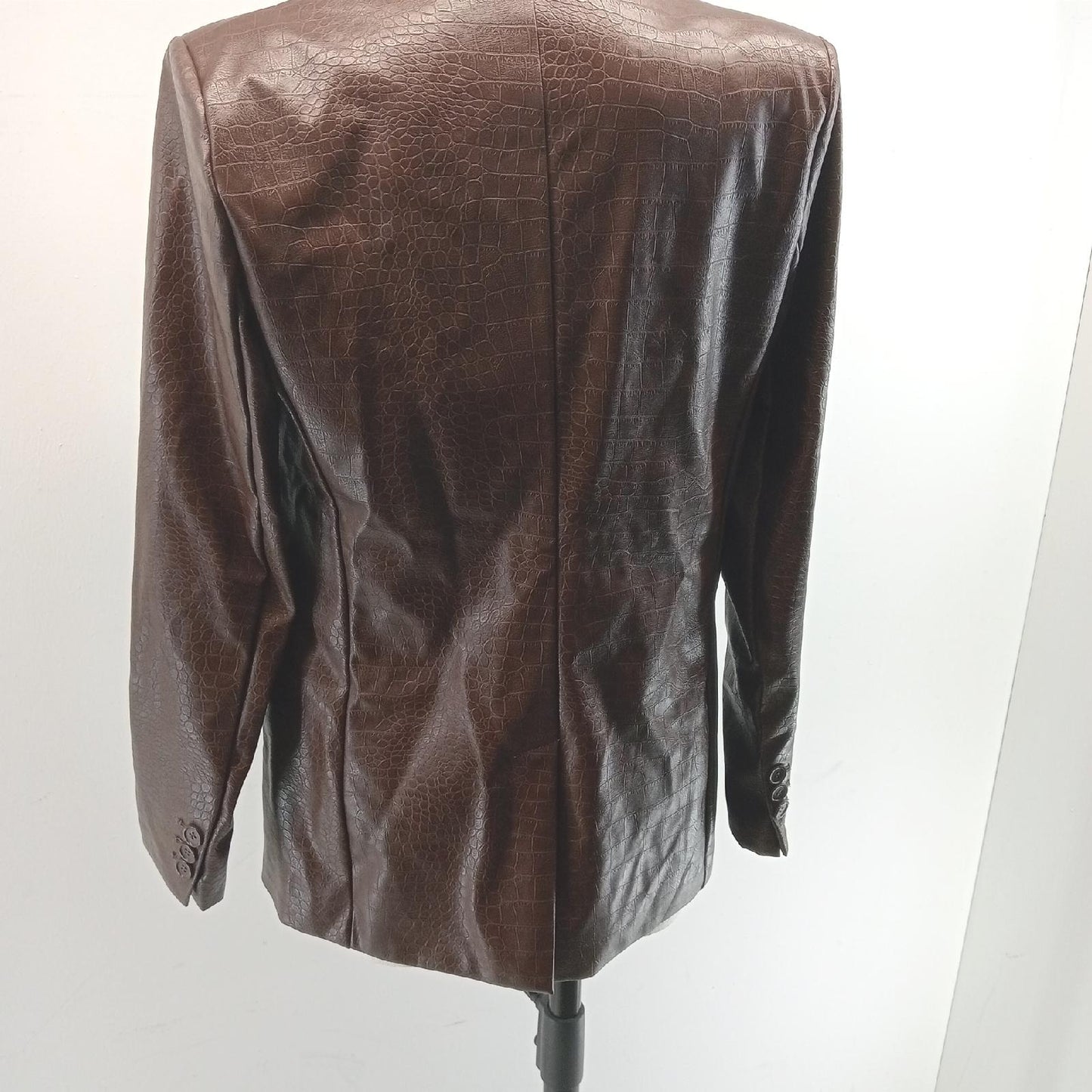 The Drop Damen Blazer Kunstleder Chocolate Croc elegant modisch zum Ausgehen