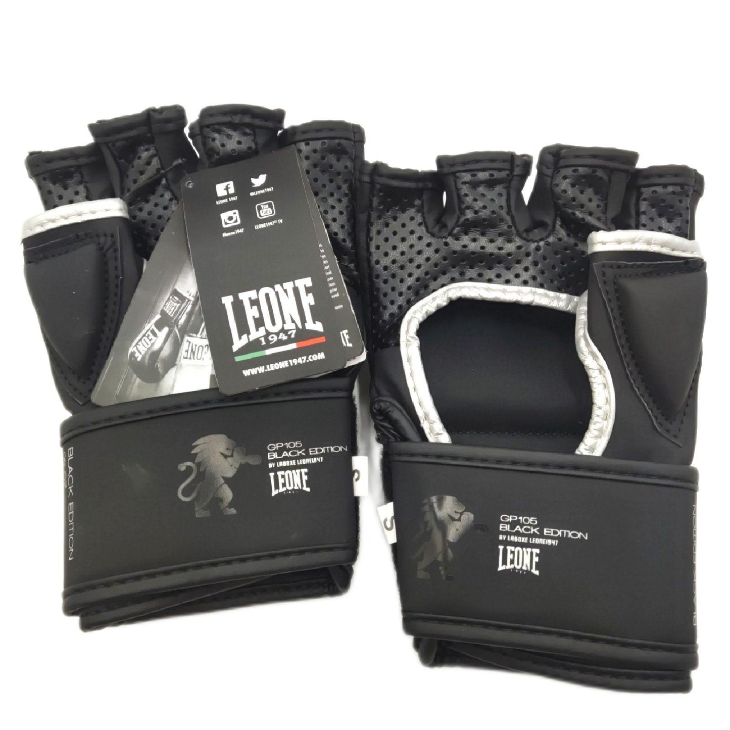 LEONE 1947, Black Edition MMA-Handschuhe, Unisex-Erwachsene, Schwarz, L, GP105