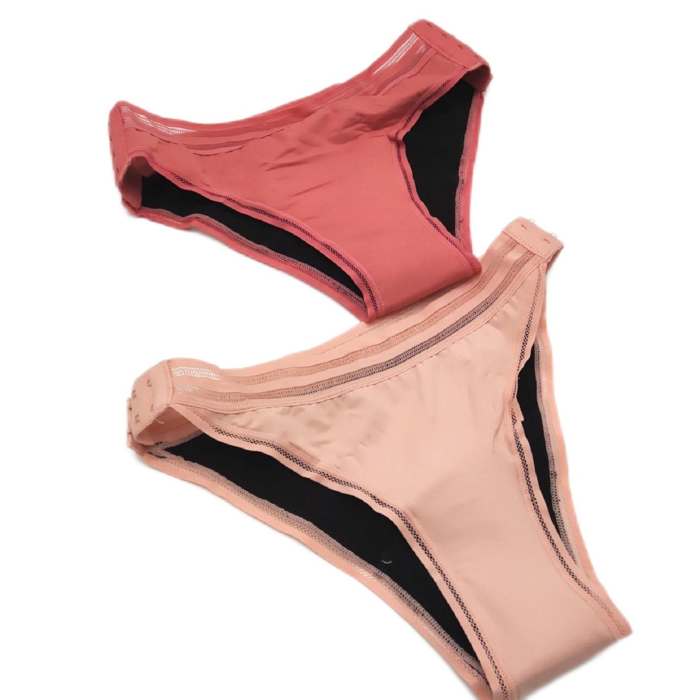 Beppy Panties CORAL (Pink/Rosa) 2 Menstruations-Slips - Periodenslips, mit Clips verstellbar, seitlich öffnen - für mehr Freiheit und Komfort während der Periode (XS)