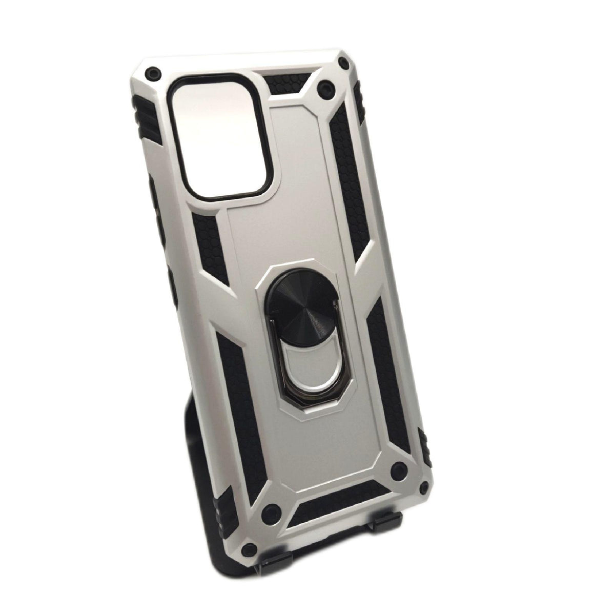 BestST Hülle für Samsung Galaxy S10 Lite/A91/M80S + schutzfolie  Militärische Armor Hybrid Schutzhülle Silikon Stoßfest Bumper Cover Case Ringhalter Handytasche Handy Hüllen Silber