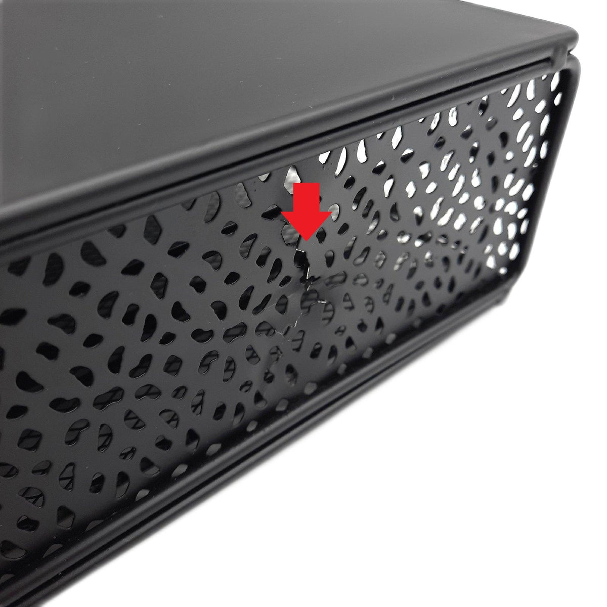 Mind Reader Network Collection  Single Serve Coffee Pod Drawer  36 Coffee Pod Capacity  Coffee Machine Base  Solid Metal Top with Decorative Mesh Drawer  9.5"L x 12.25"W x 2.5"H  Black