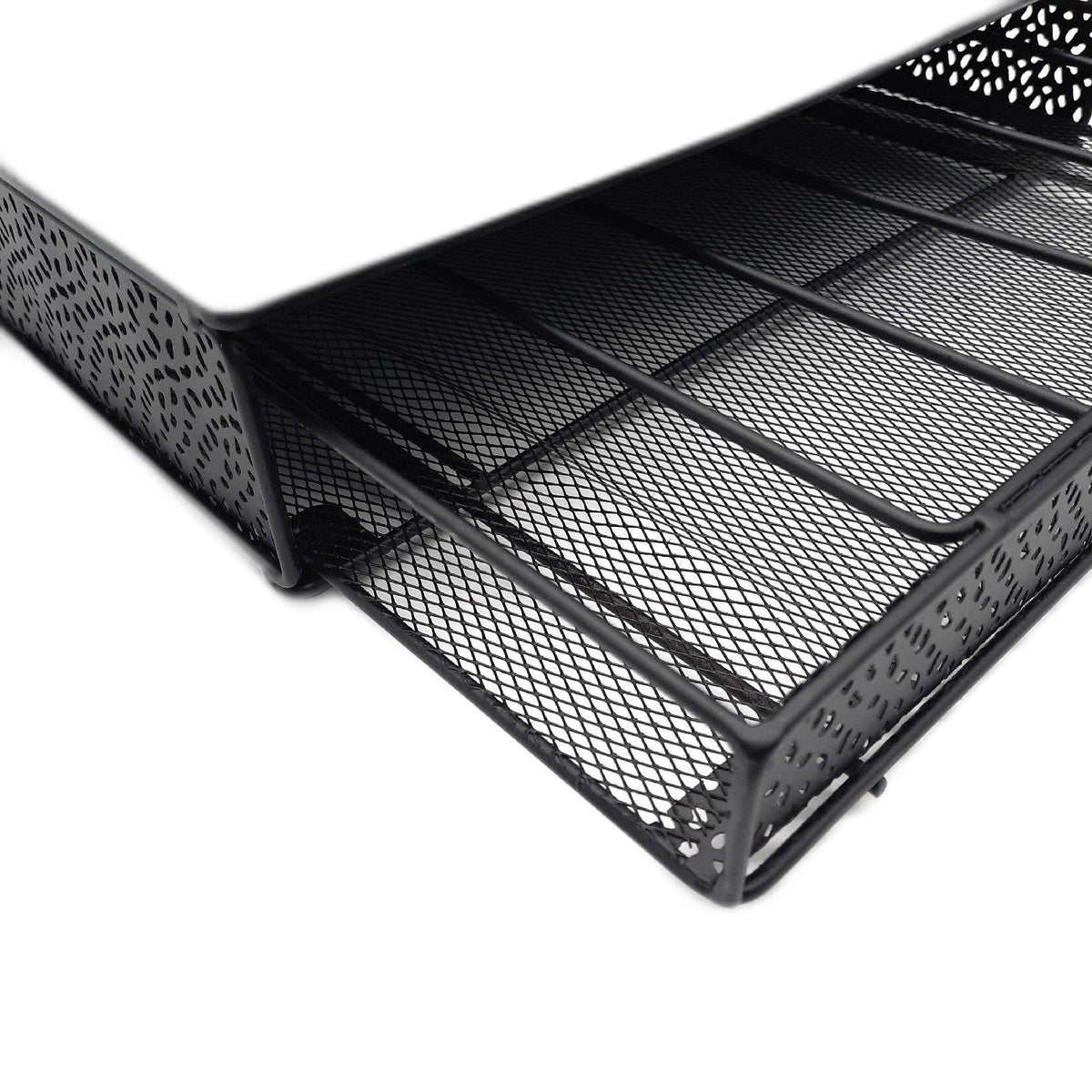 Mind Reader Network Collection  Single Serve Coffee Pod Drawer  36 Coffee Pod Capacity  Coffee Machine Base  Solid Metal Top with Decorative Mesh Drawer  9.5"L x 12.25"W x 2.5"H  Black