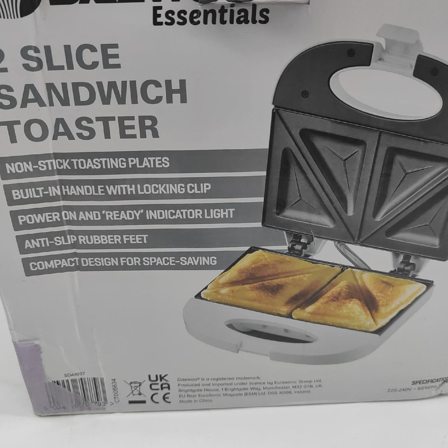 Fine Elements Sandwichtoaster Küchengeräte SDA1037 2 Portionen einfach schnell praktisch
