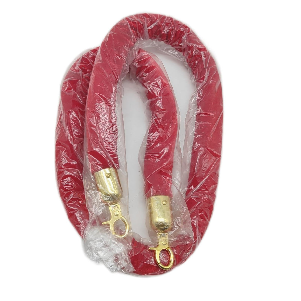 Belle Vous 2 STK Kordel Absperrung Roter Samt – B150 x D3 5 cm Samtseil mit Karabiner Haken Gold Poliert als Absperrband – Dicke Samtkordel Personenleitsystem Absperrband Rot