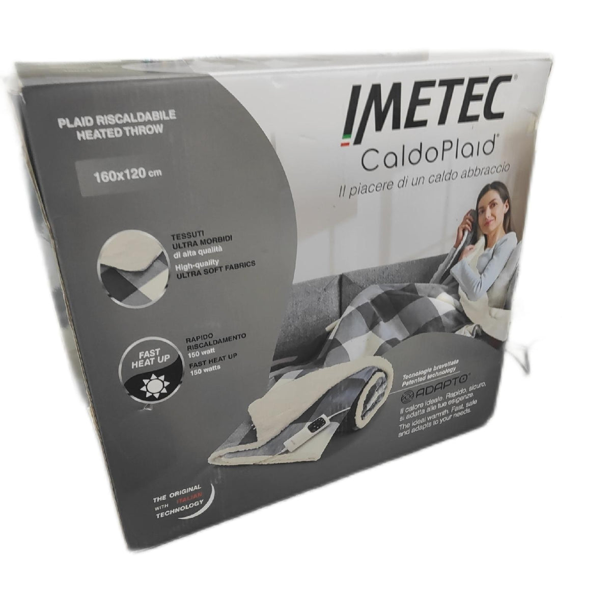 Imetec Heizbare Decke Heimtextilien CaldoPlaid Tartan Grey Wärmesp