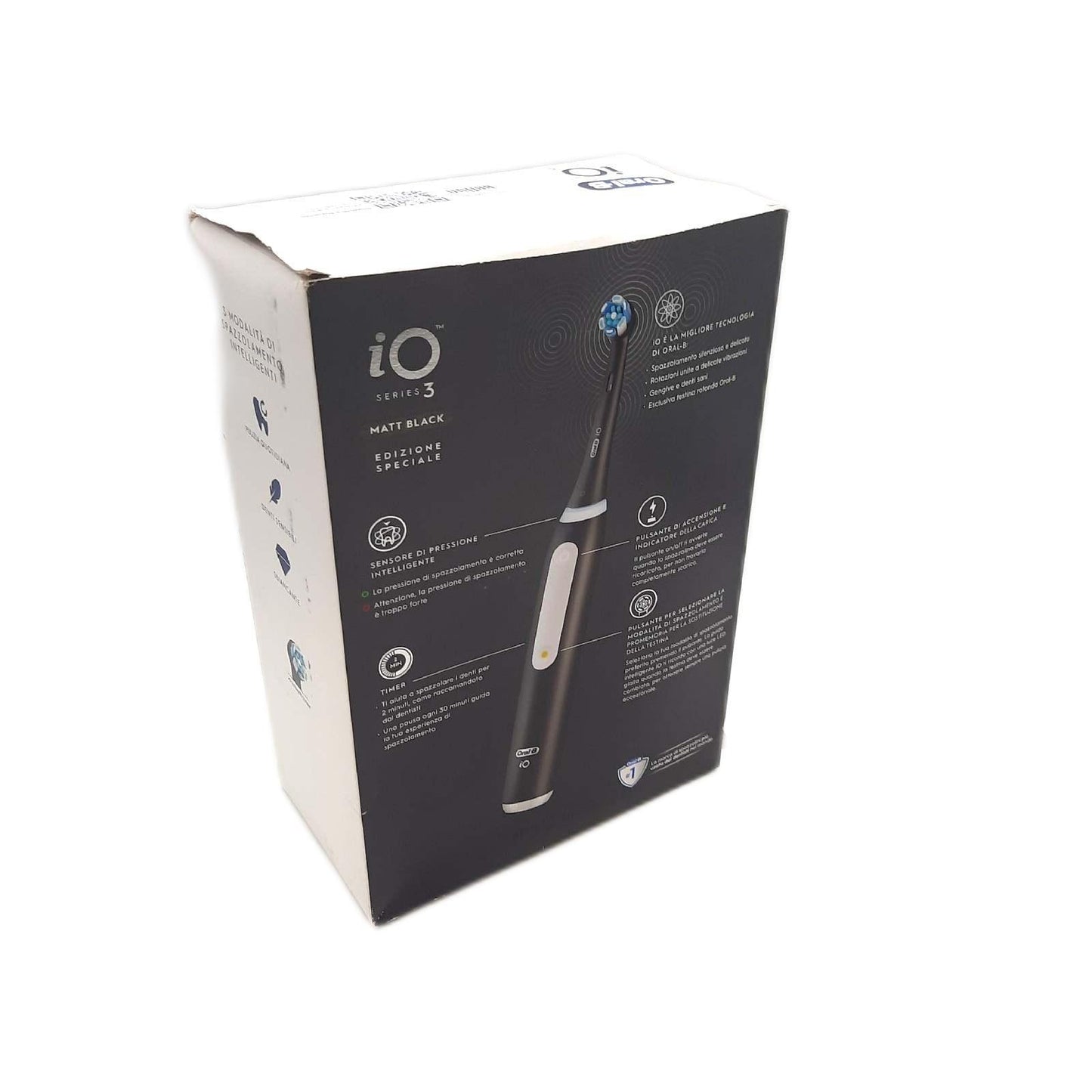 Oral-B Wiederaufladbare elektrische Zahnbürste iO 3 Schwarz 1 Ersatzkopf 1 Oral