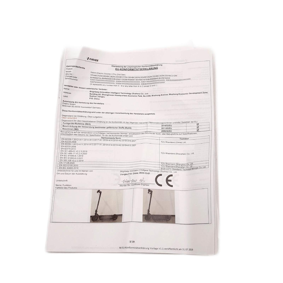 Xiaomi Elektroroller Faltbarer Roller Transport Zubehör Electric 4 Pro 2nd Edition